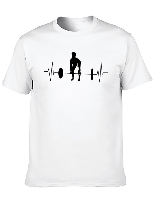 Weightlifting Heartbeat Graphic T-Shirt - Black