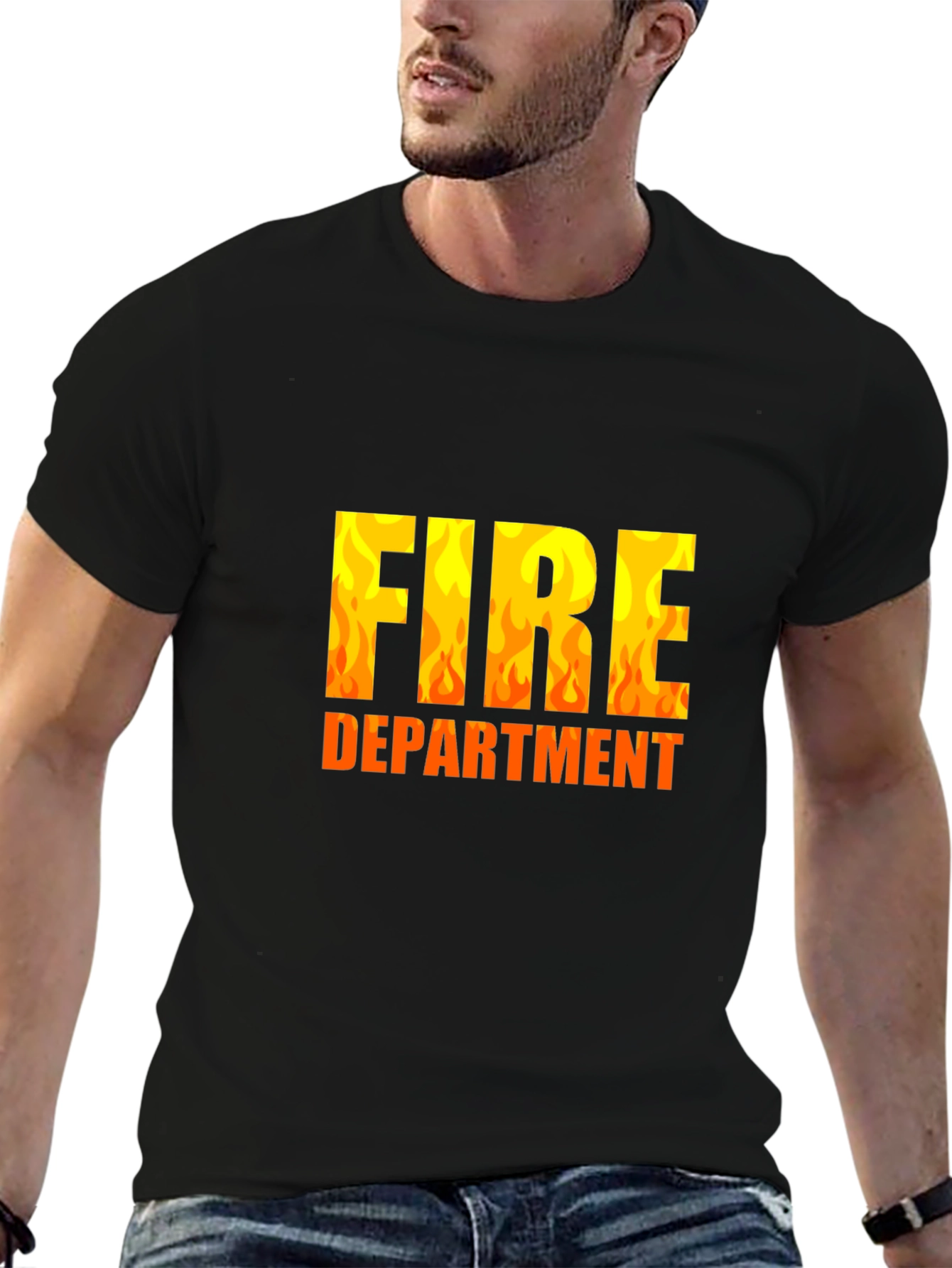 Fire Department Black Graphic T-Shirt