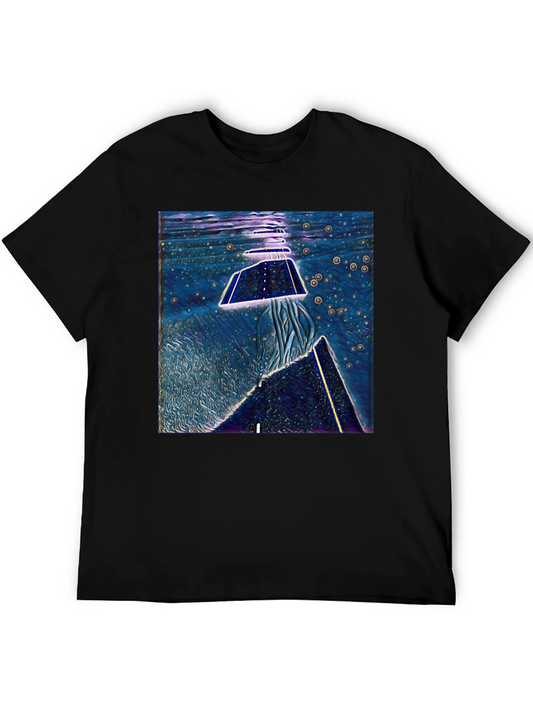Abstract Jellyfish Art Print Black T-Shirt