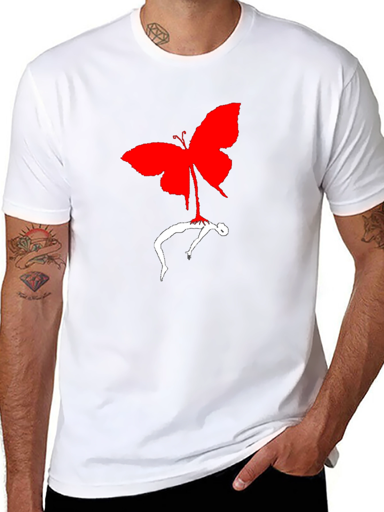 Butterfly Silhouette Graphic Tee - Black