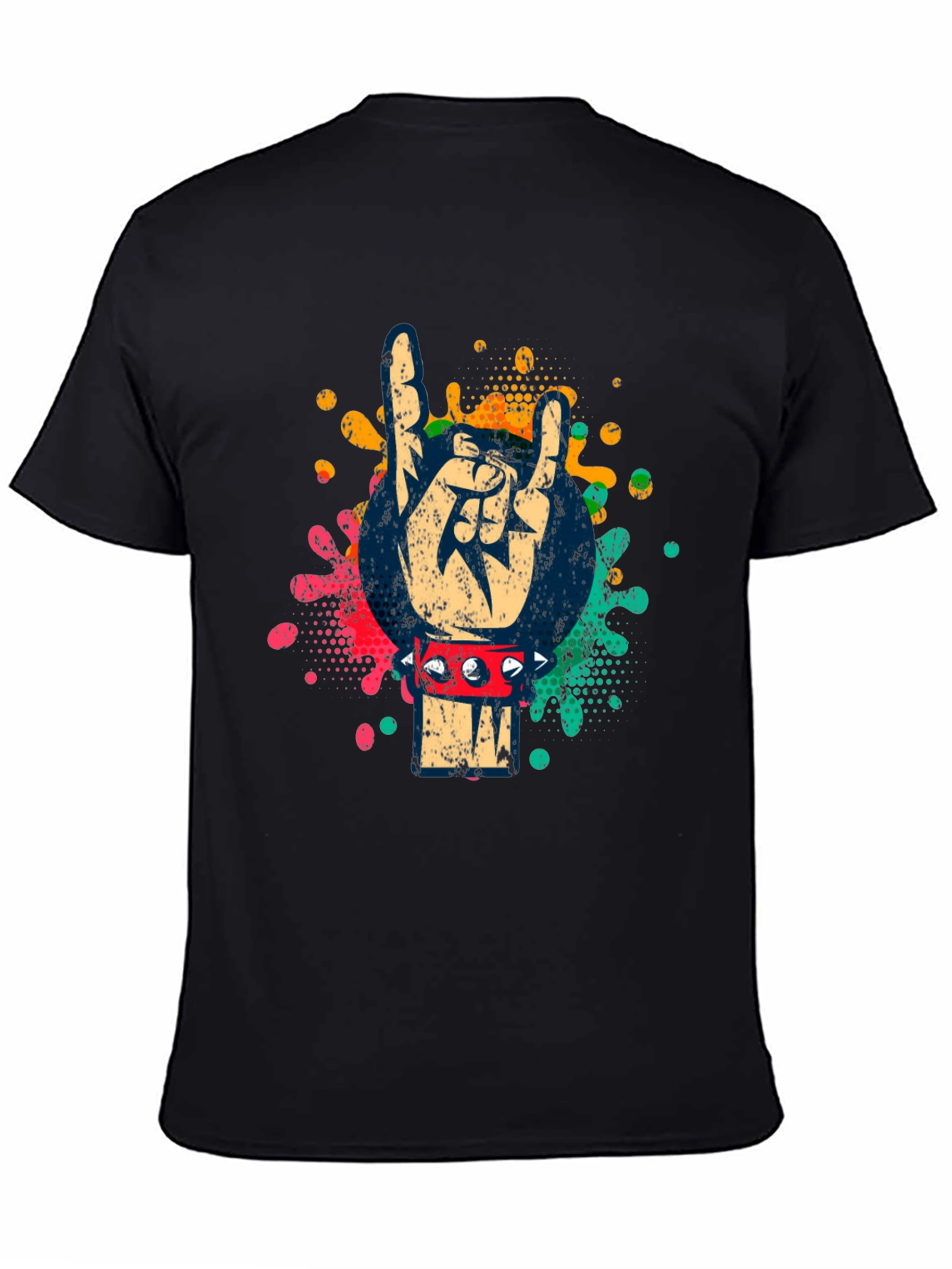 Rock On Hand Graphic Tee - Spiked Bracelet Design
