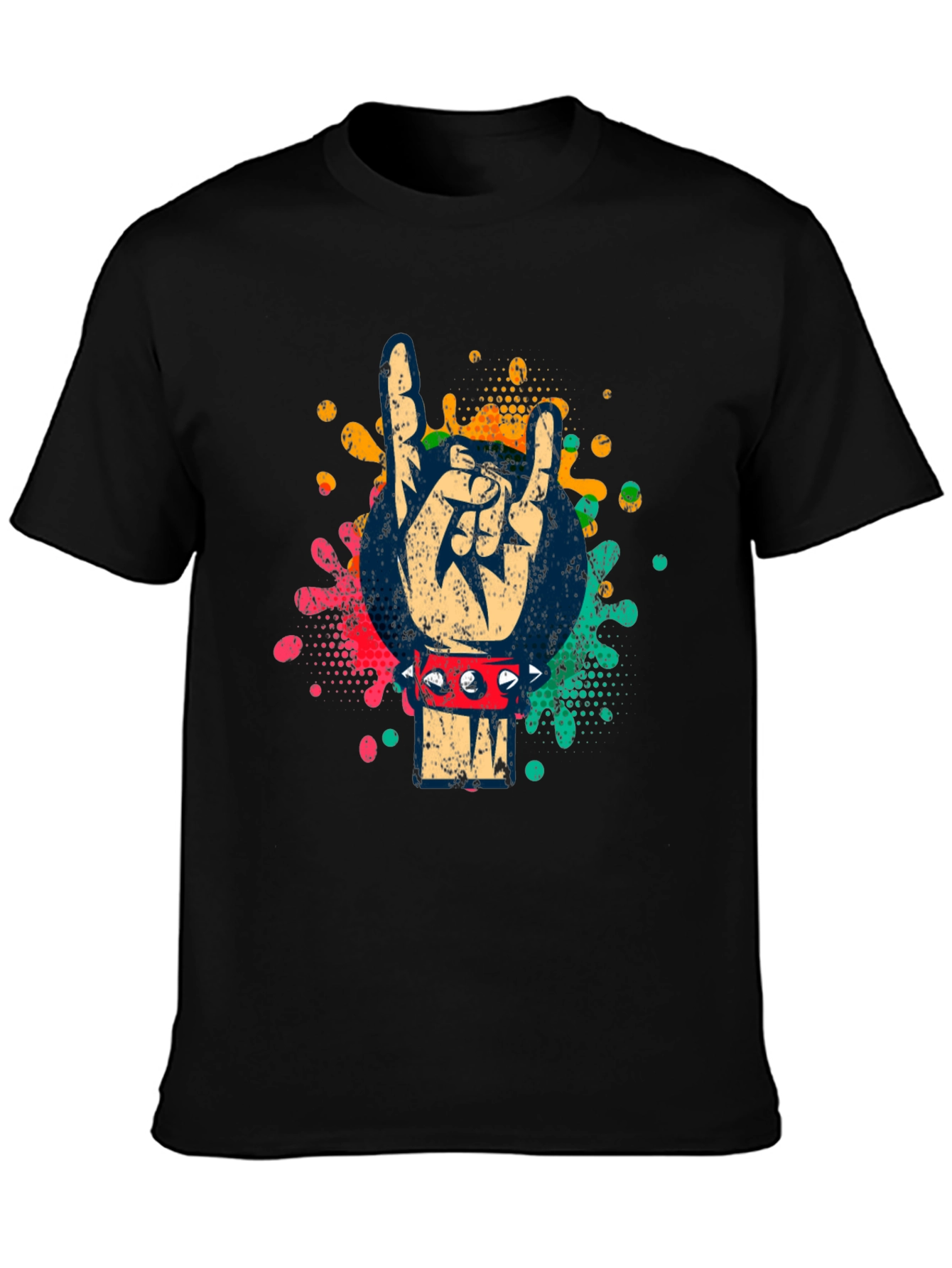 Rock On Hand Graphic Tee - Spiked Bracelet Design