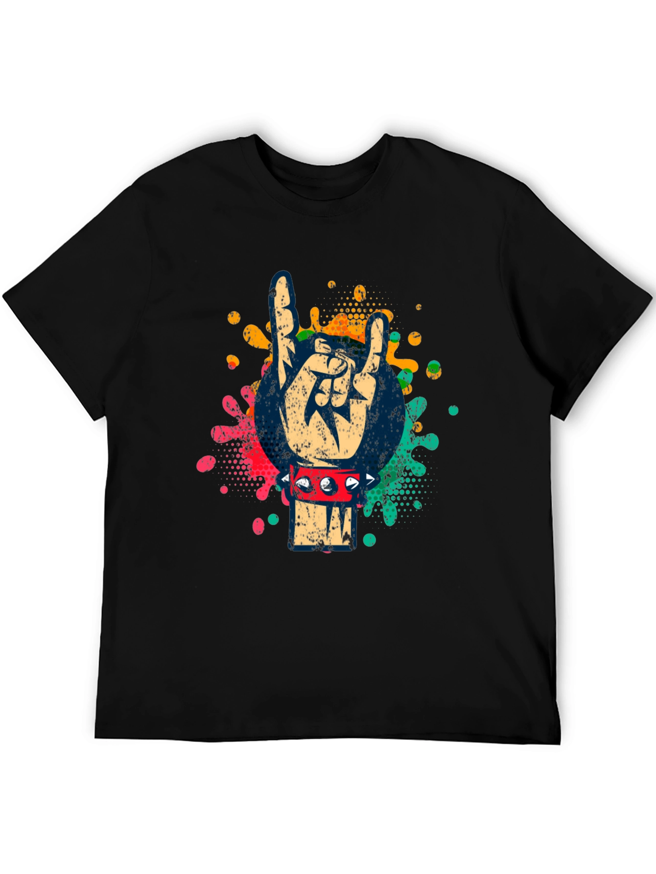 Rock On Hand Graphic Tee - Spiked Bracelet Design