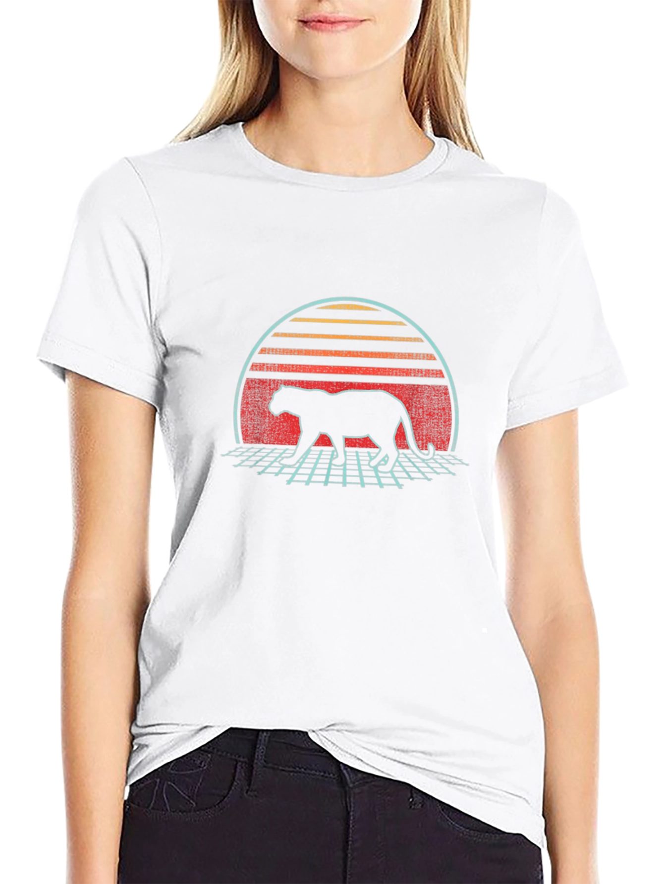 Retro Panther Graphic T-Shirt - Black