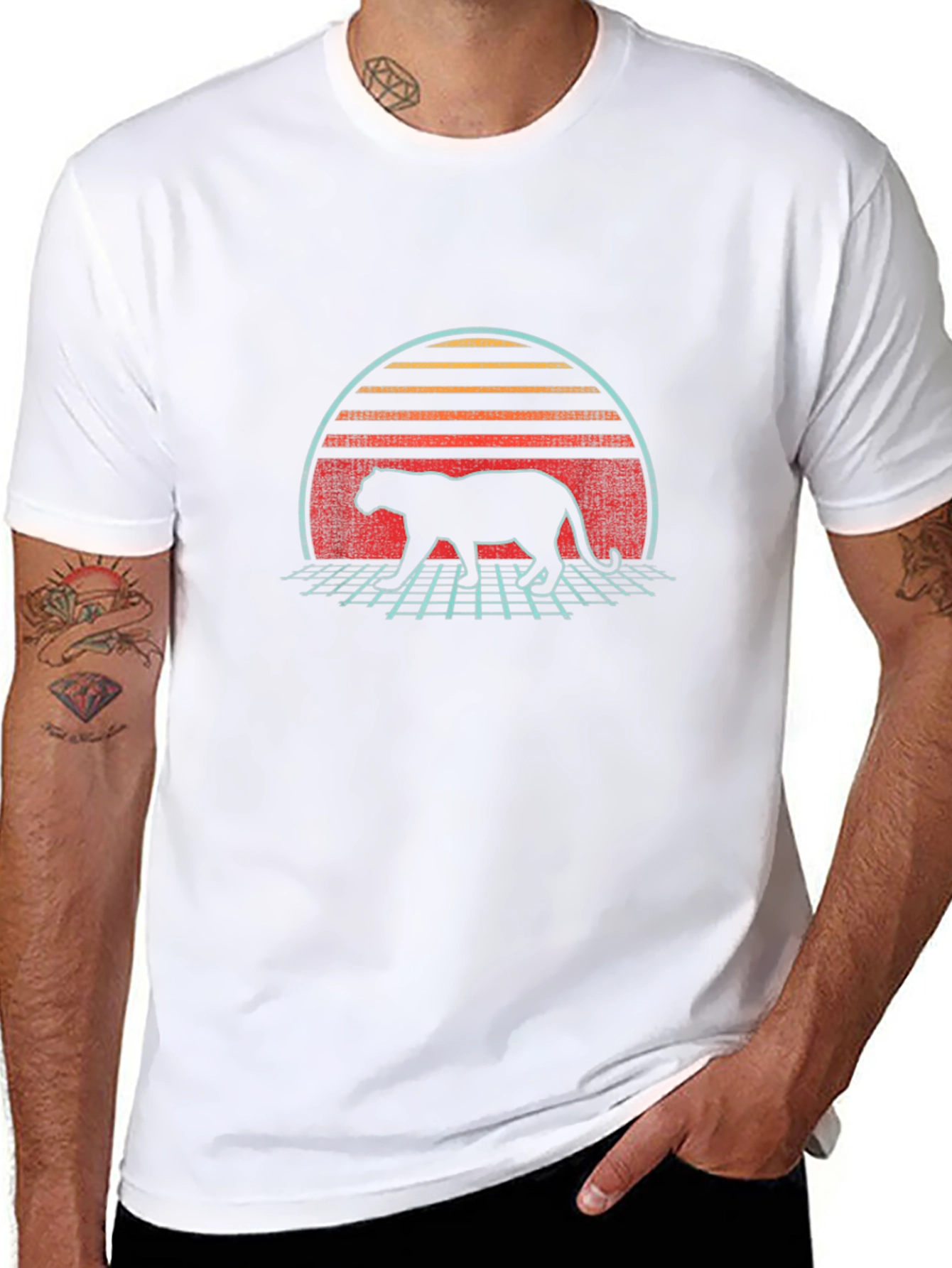 Retro Panther Graphic T-Shirt - Black