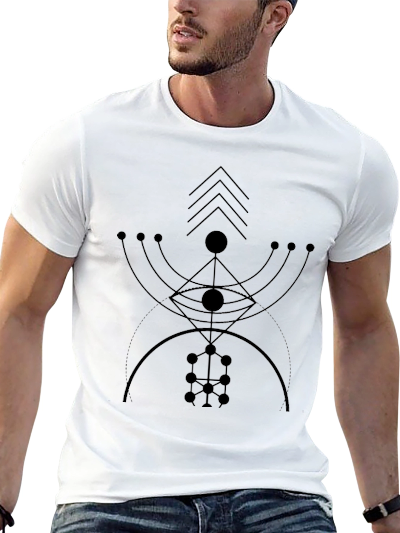 Geometric Symbol Graphic Tee - Mens Black T-Shirt