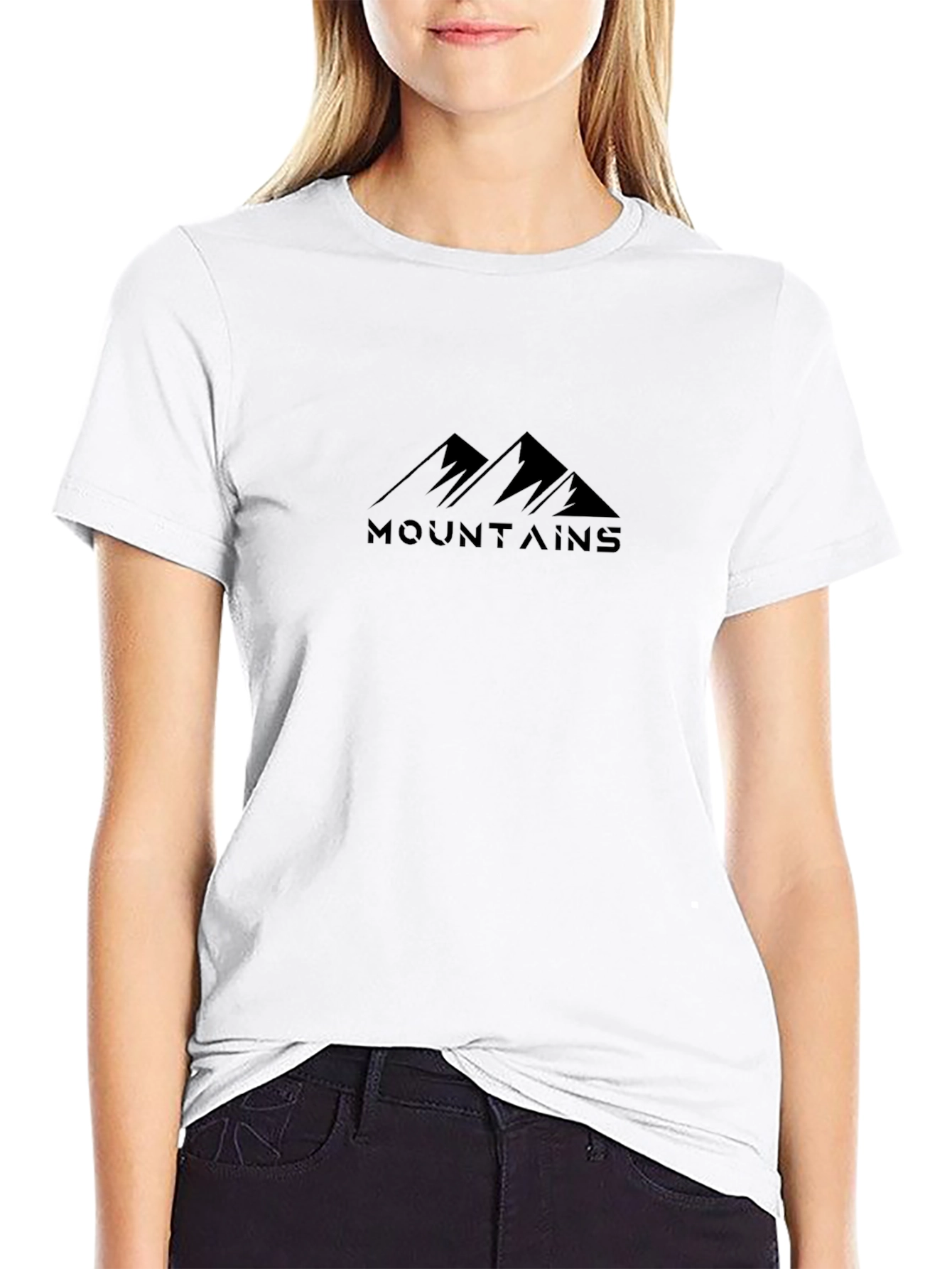 Mountains Graphic Print Tee - Stylish Black T-Shirt