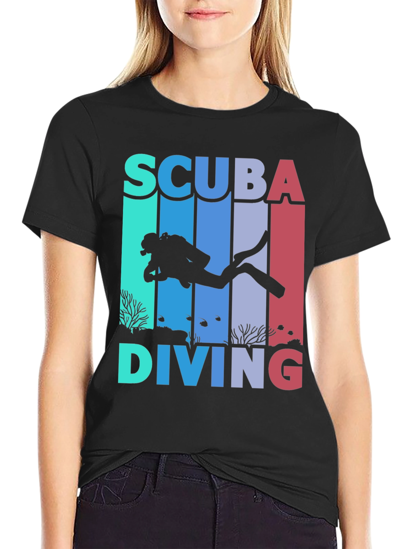 Scuba Diving Graphic Tee - Diver Silhouette Shirt