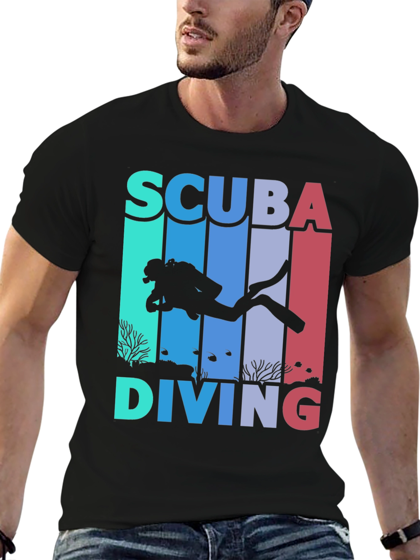 Scuba Diving Graphic Tee - Diver Silhouette Shirt