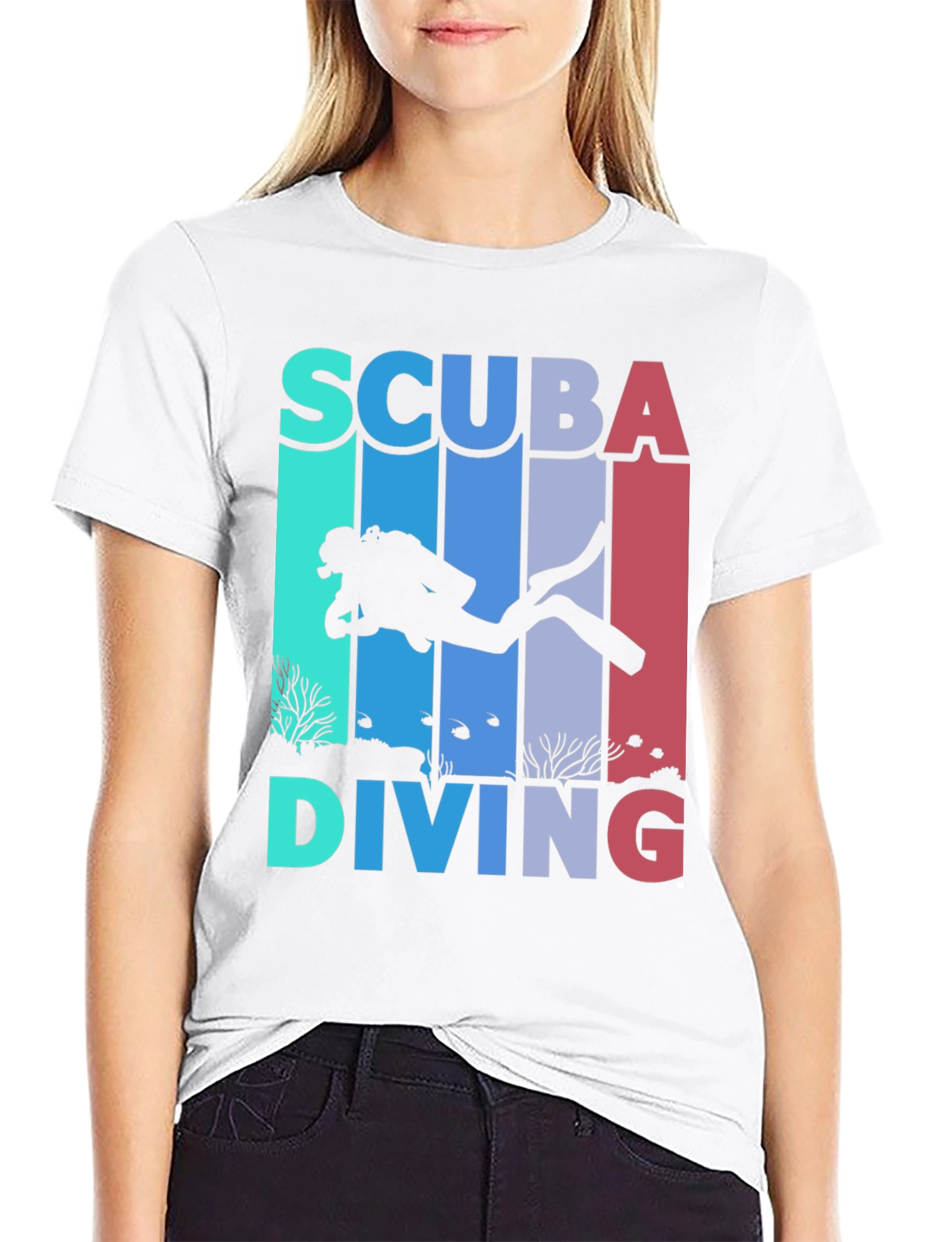Scuba Diving Graphic Tee - Diver Silhouette Shirt