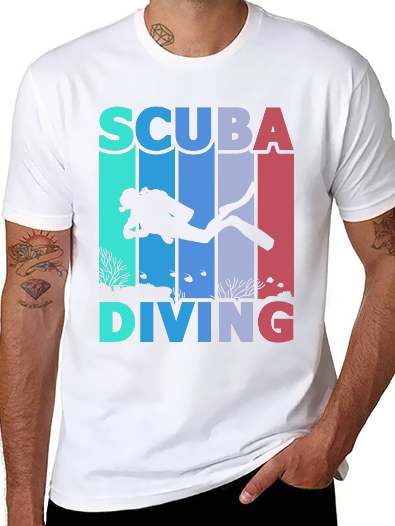 Scuba Diving Graphic Tee - Diver Silhouette Shirt