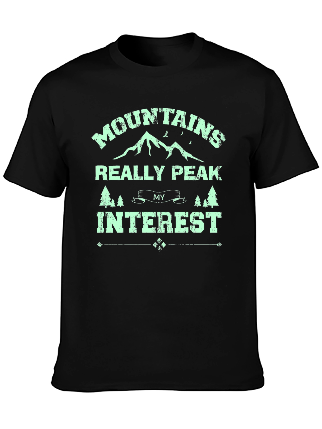 Mountains Really Peak My Interest Black T-Shirt