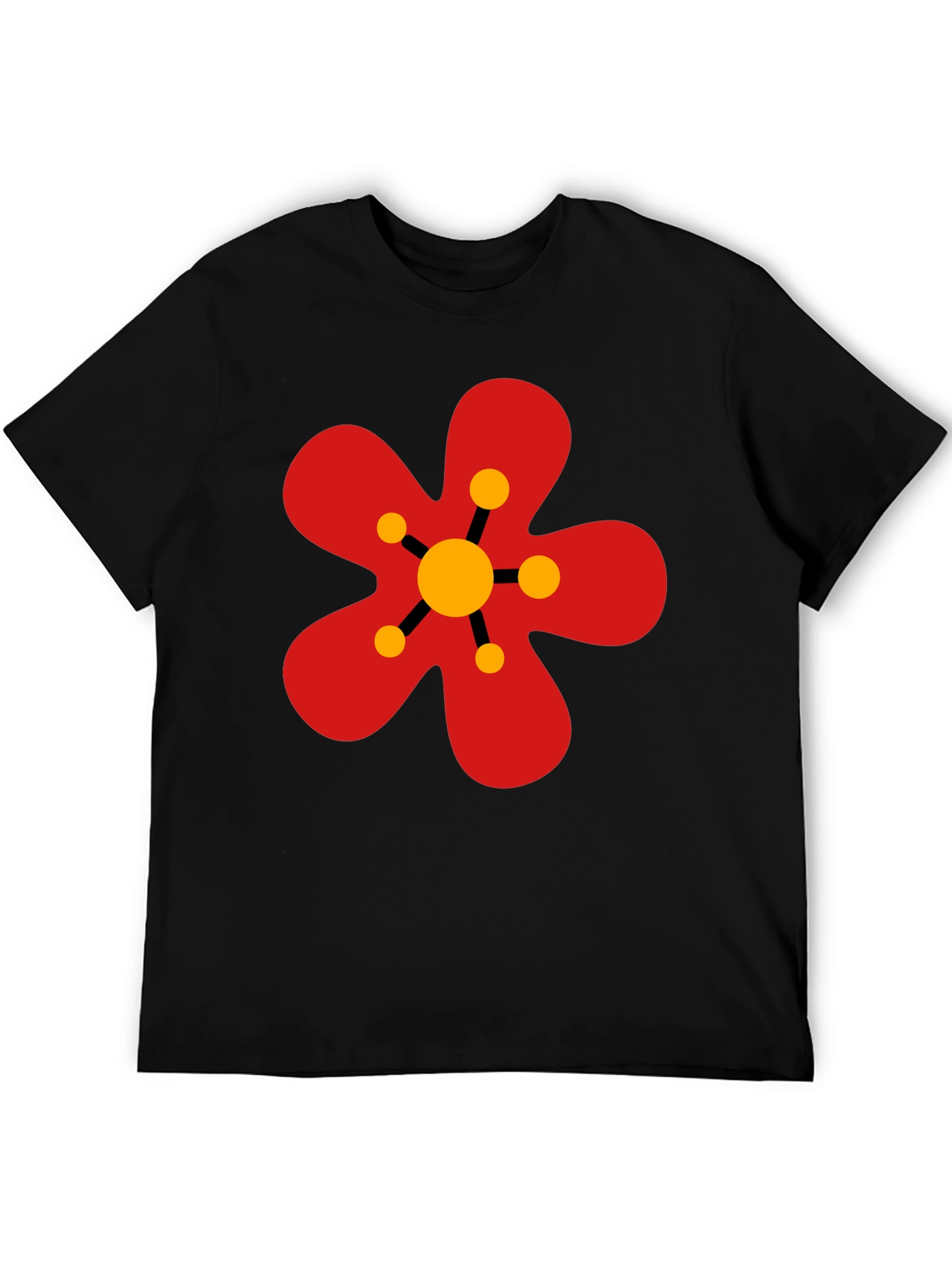 Retro Flower Power Graphic Tee - Black