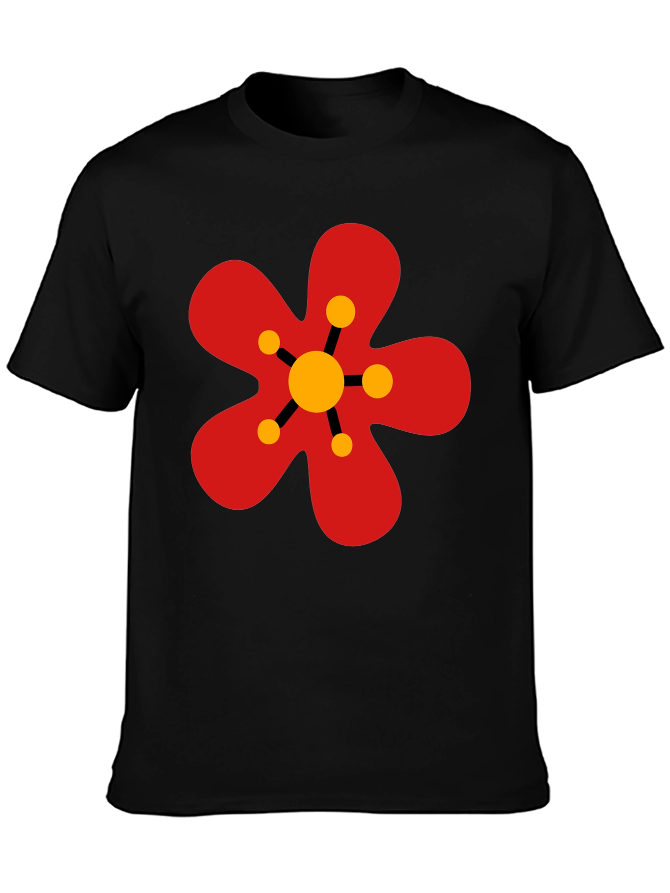 Retro Flower Power Graphic Tee - Black