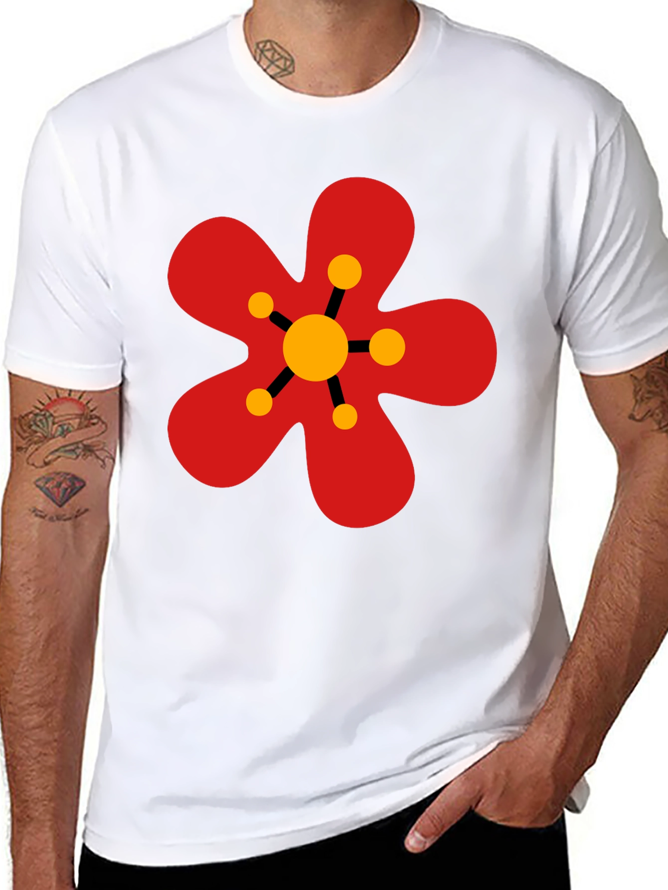 Retro Flower Power Graphic Tee - Black