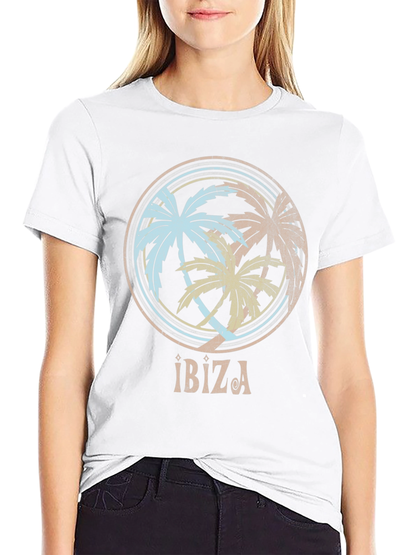 Ibiza Palm Tree Graphic Tee - Retro Summer Vibes