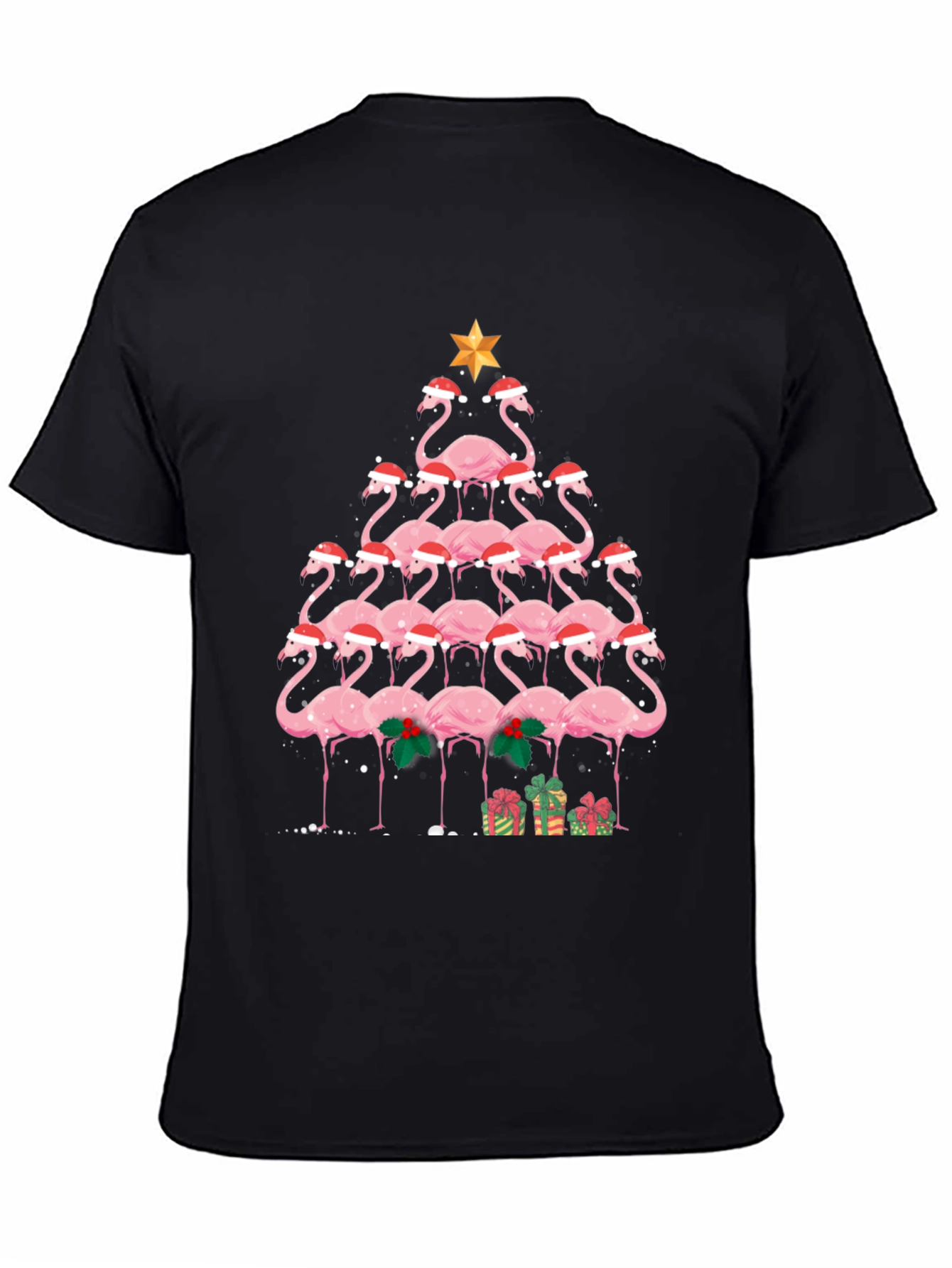 Festive Flamingo Christmas Tree Graphic Tee