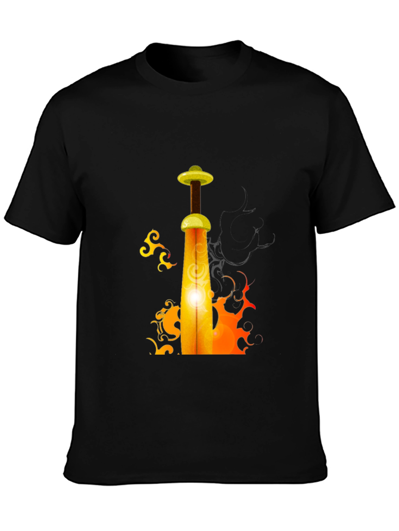 Fiery Sword Graphic T-Shirt - Black