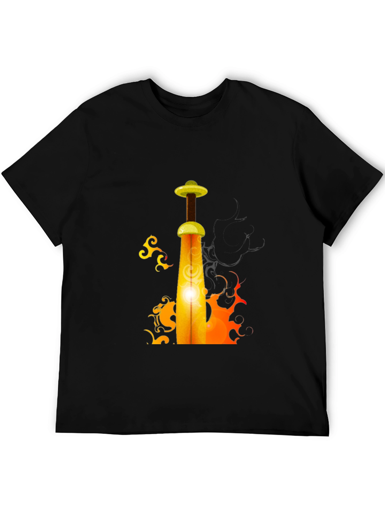 Fiery Sword Graphic T-Shirt - Black