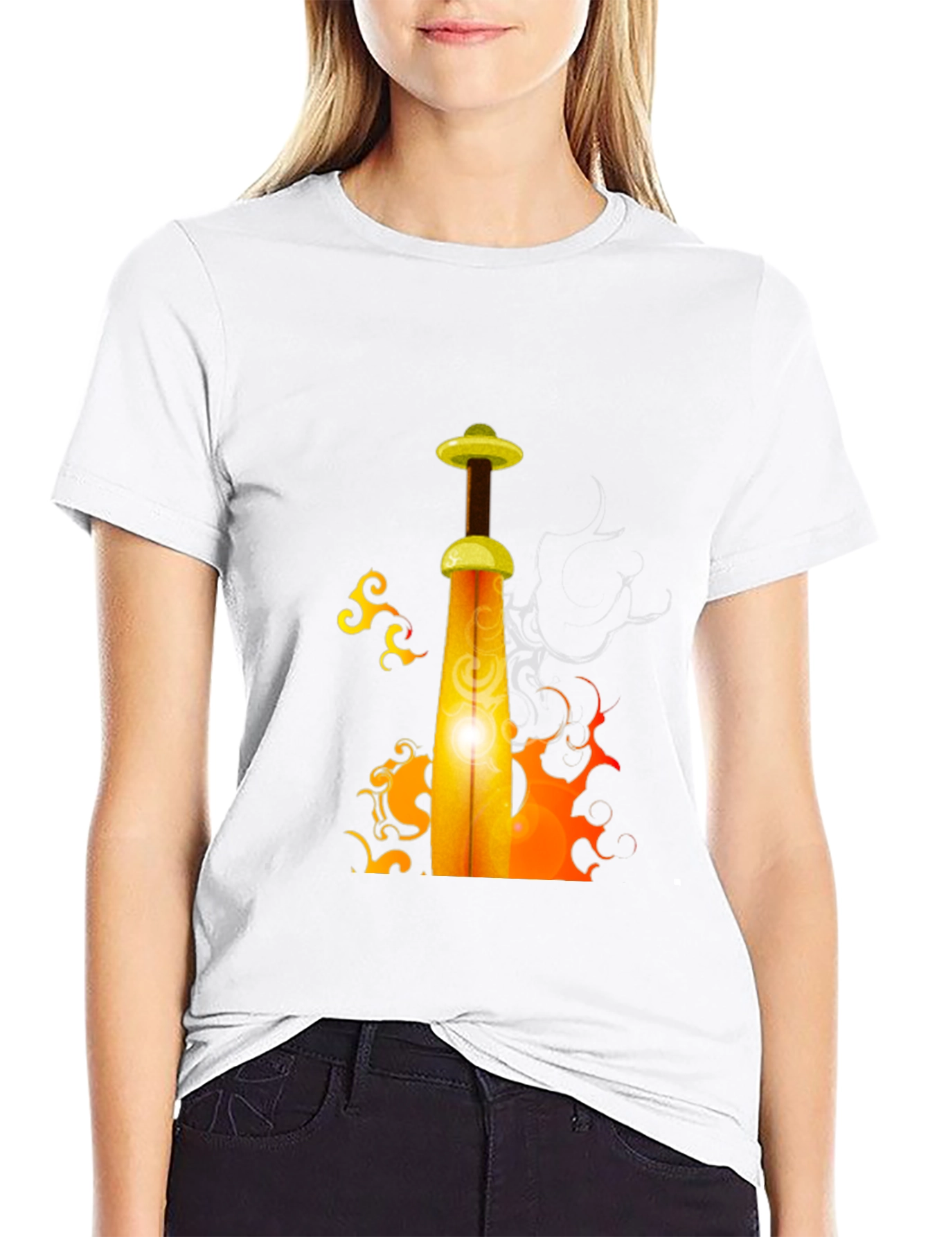 Fiery Sword Graphic T-Shirt - Black