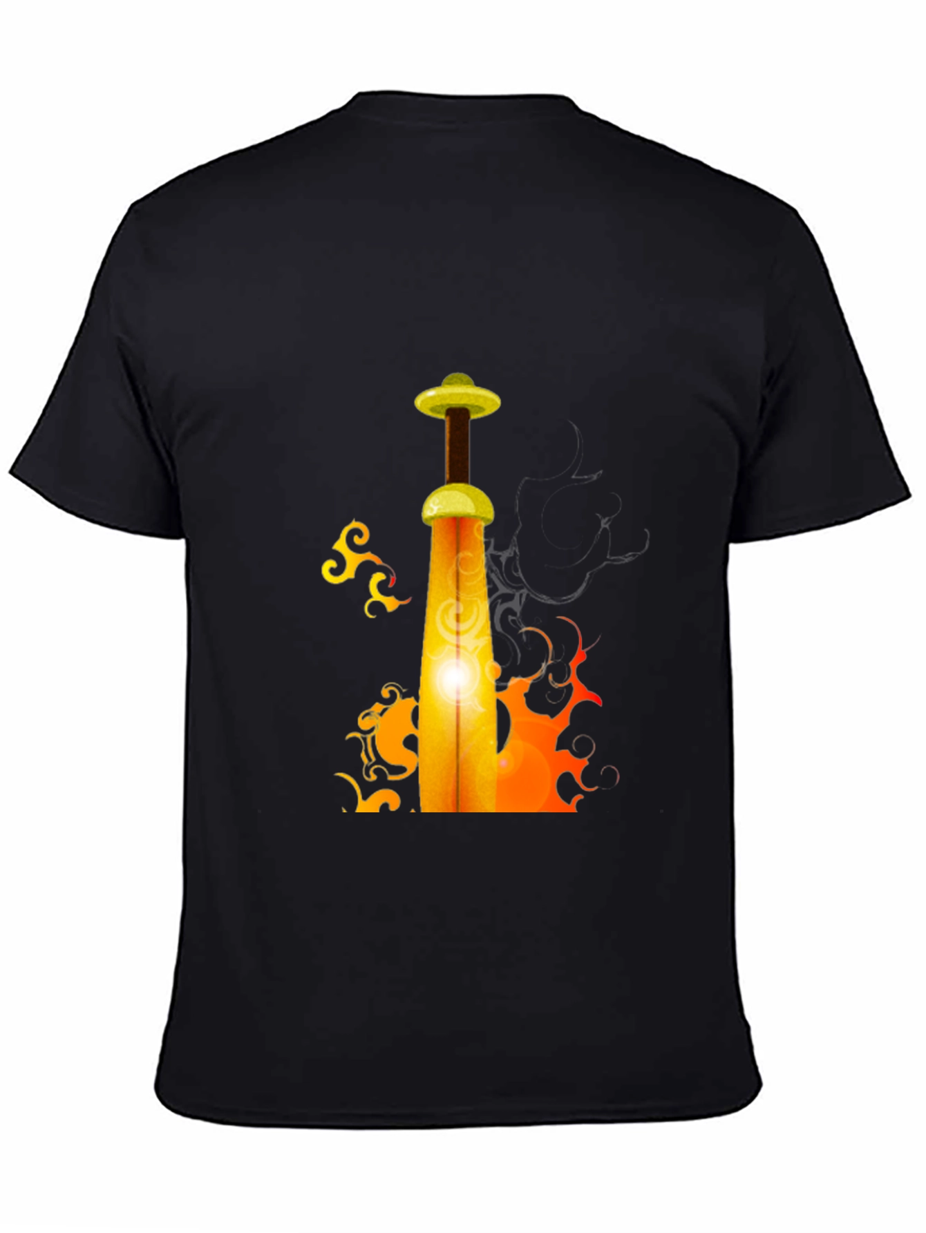 Fiery Sword Graphic T-Shirt - Black