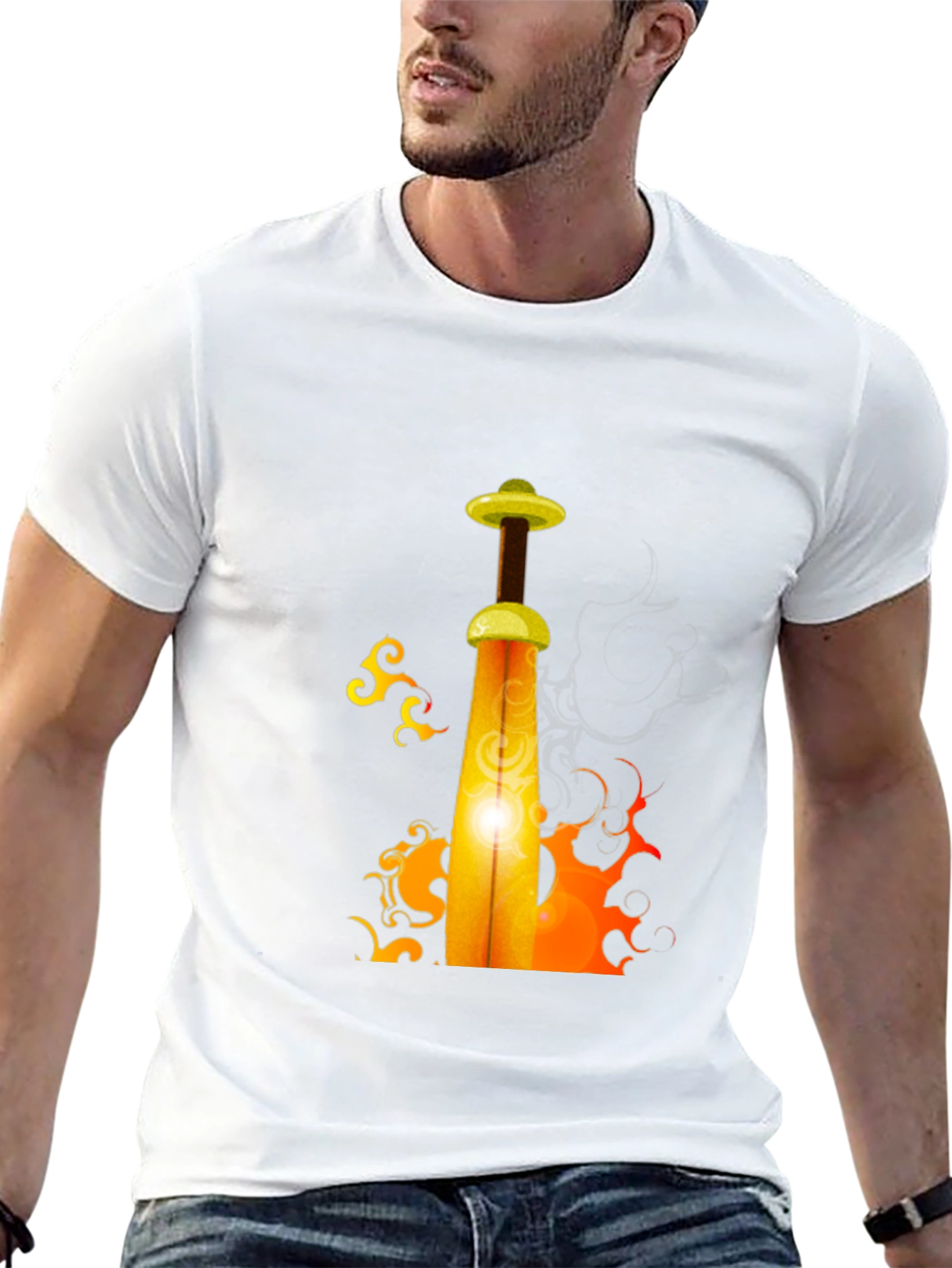 Fiery Sword Graphic T-Shirt - Black