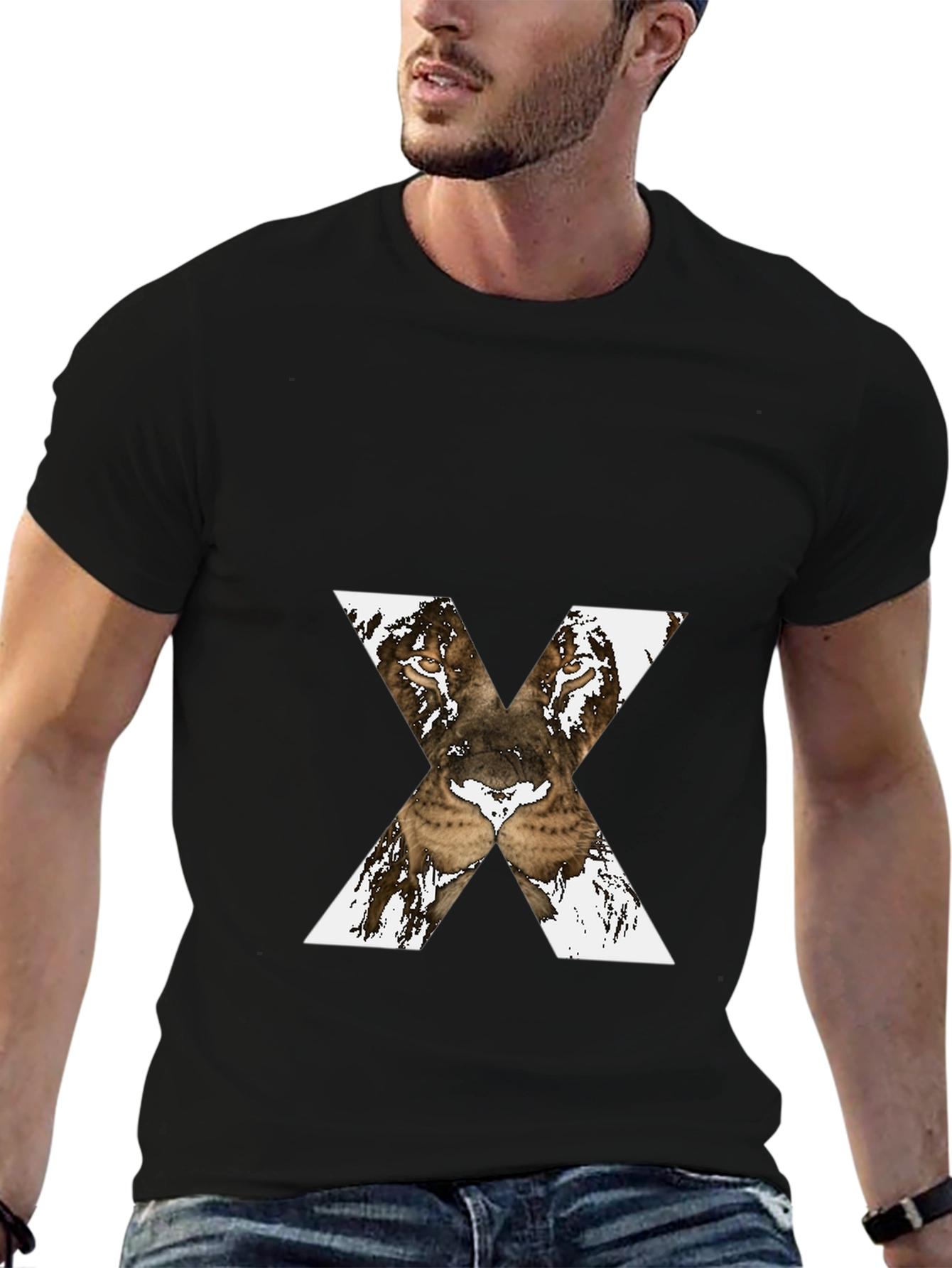 Lion X Graphic Tee - Bold Black T-Shirt