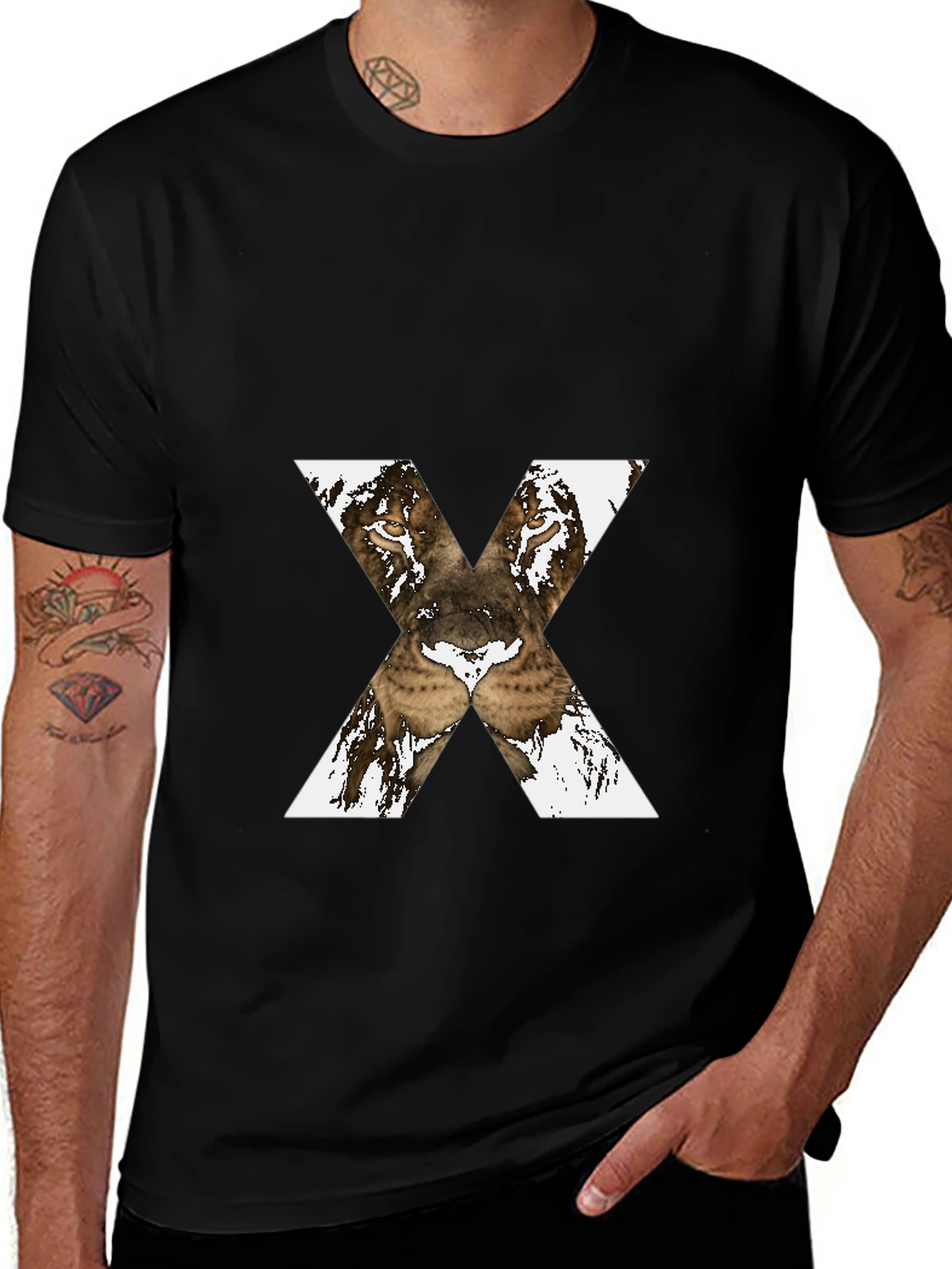 Lion X Graphic Tee - Bold Black T-Shirt