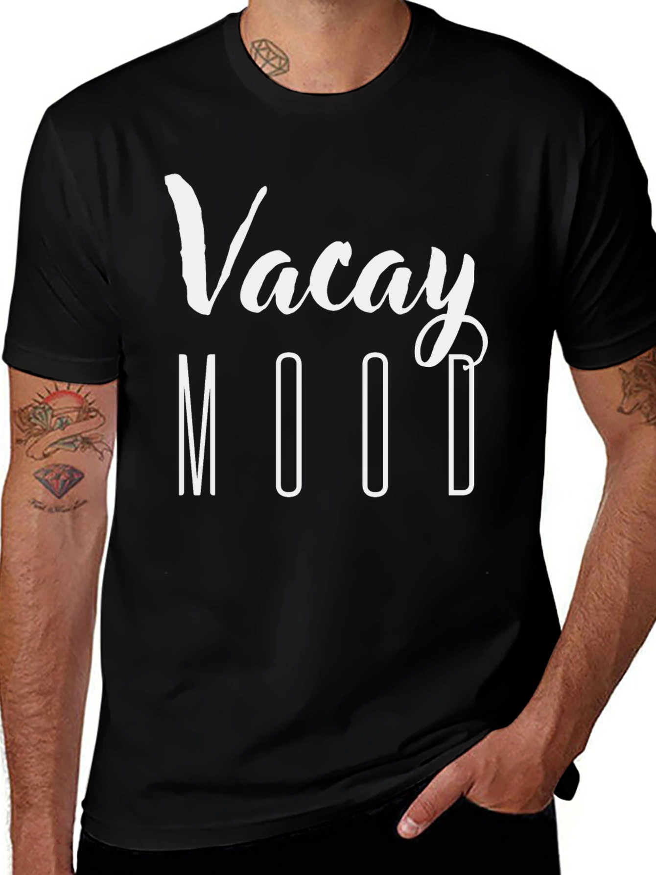 Vacay Mood Graphic Tee - Black Casual T-Shirt
