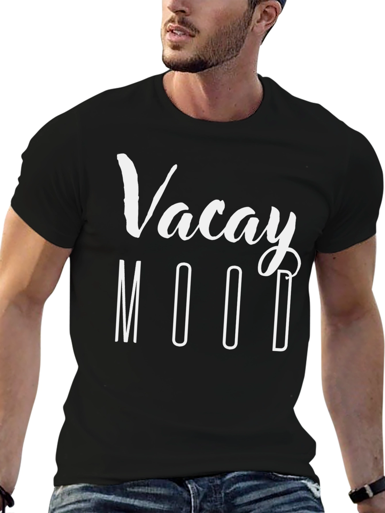 Vacay Mood Graphic Tee - Black Casual T-Shirt