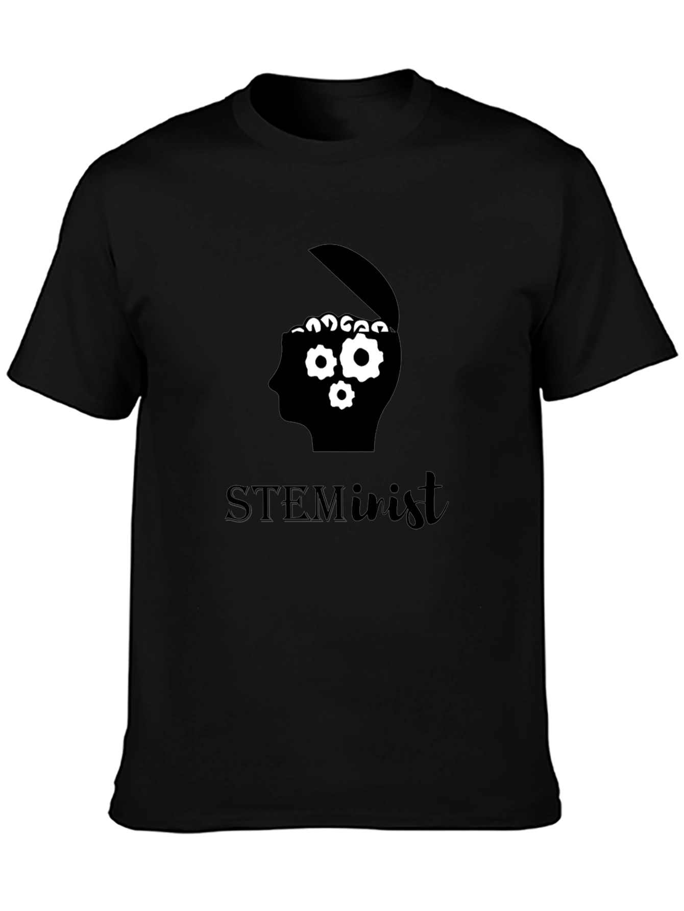 STEMinist Brain Gears Graphic Tee - Black Cotton T-Shirt