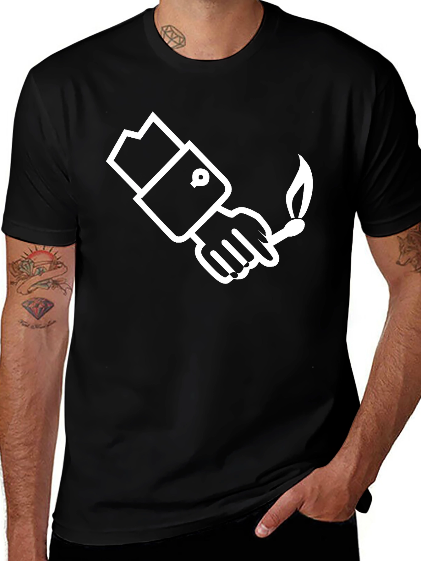 Stylish Hand Holding Match T-Shirt