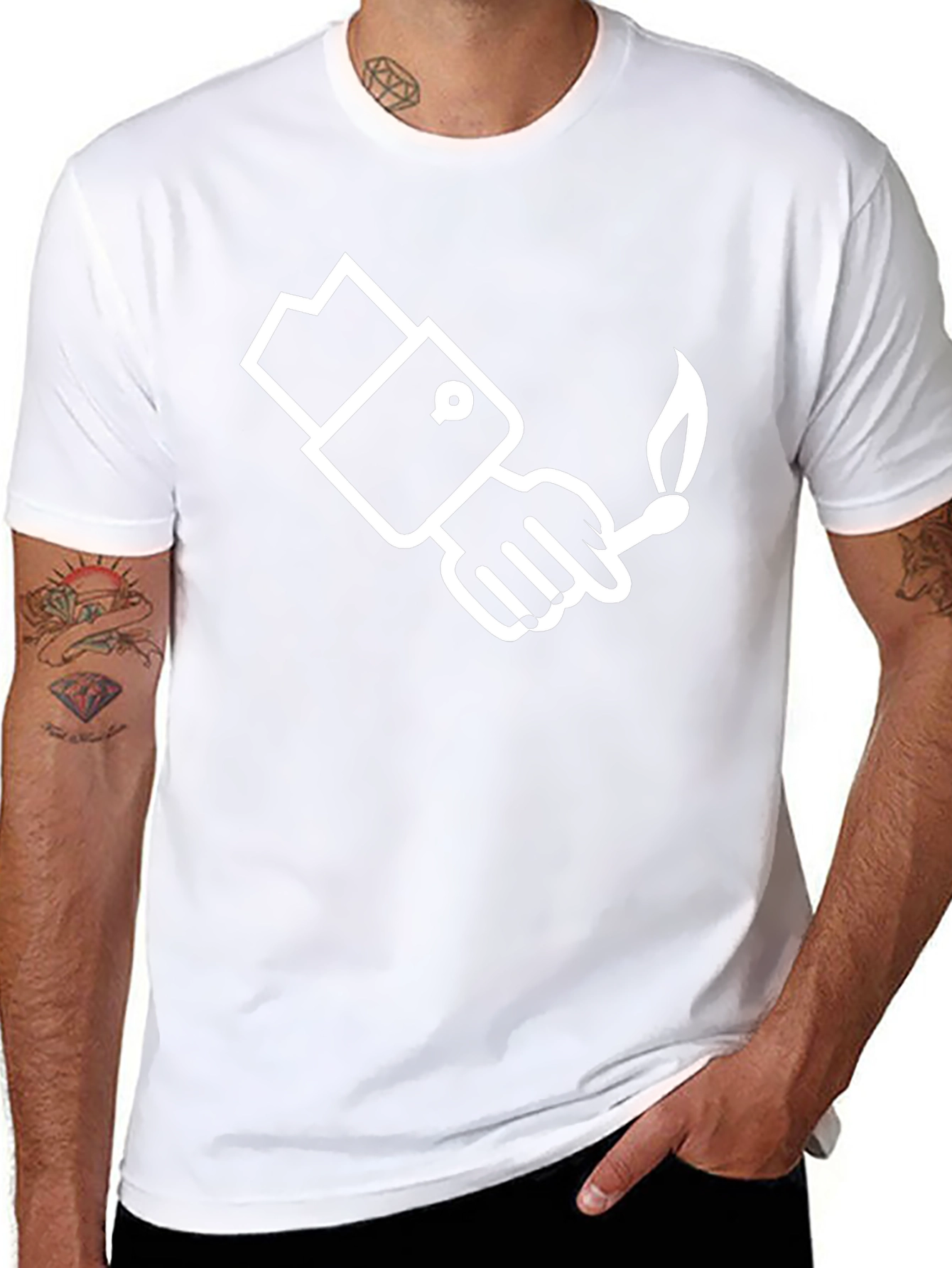 Stylish Hand Holding Match T-Shirt