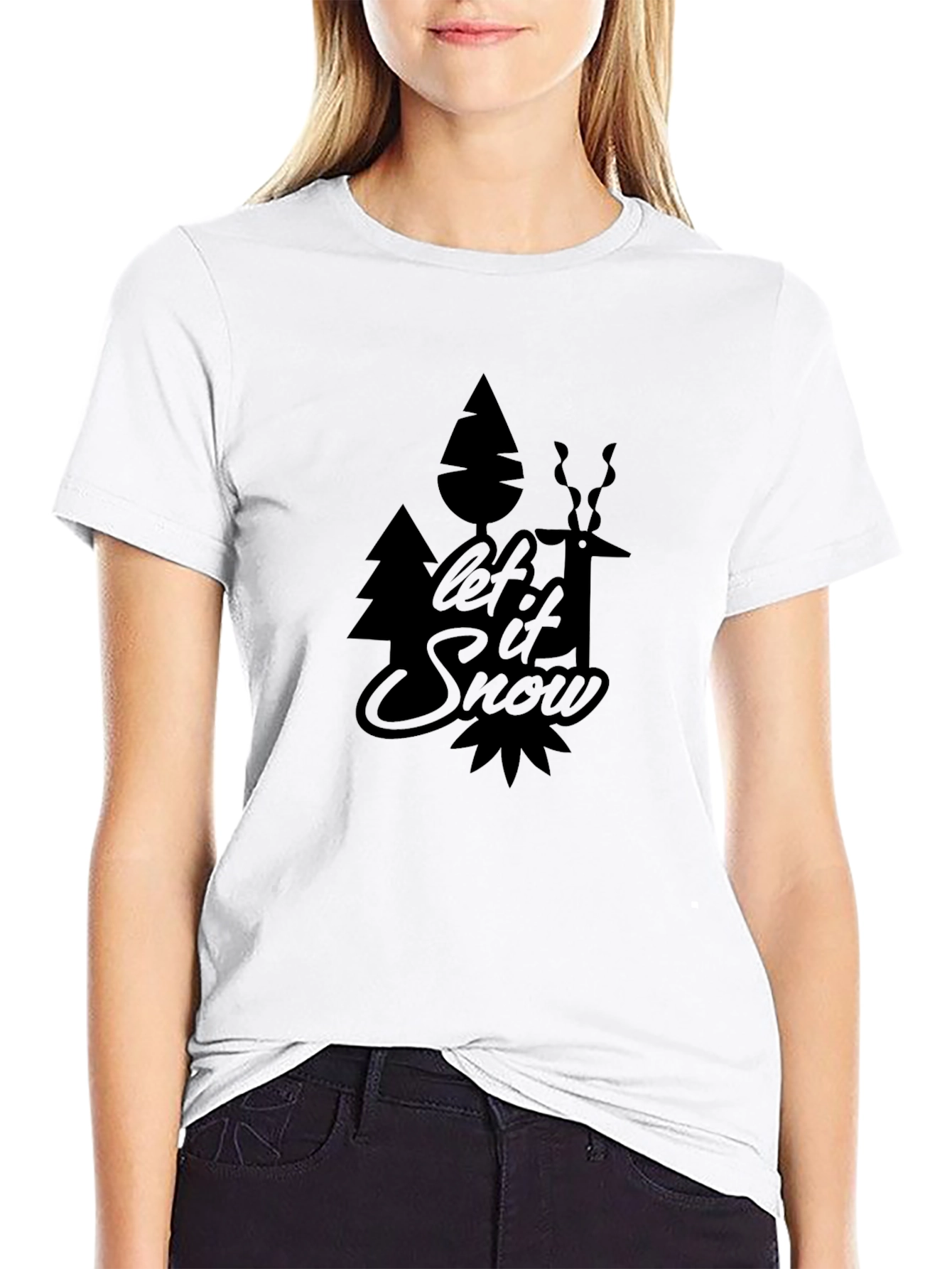 Let it Snow Graphic Print Black T-Shirt