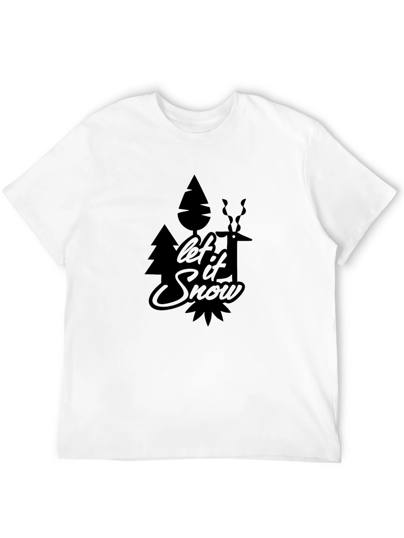 Let it Snow Graphic Print Black T-Shirt