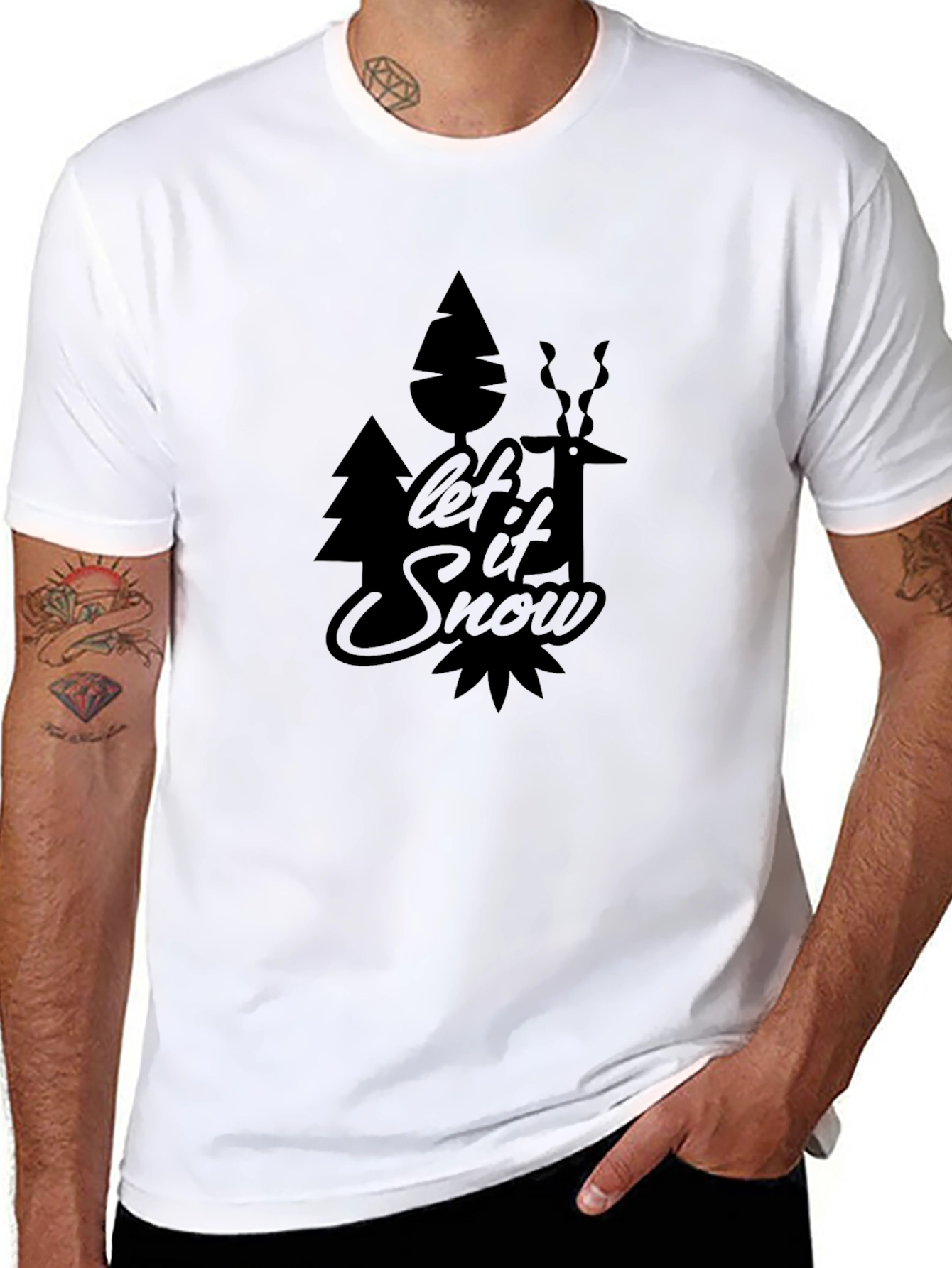 Let it Snow Graphic Print Black T-Shirt