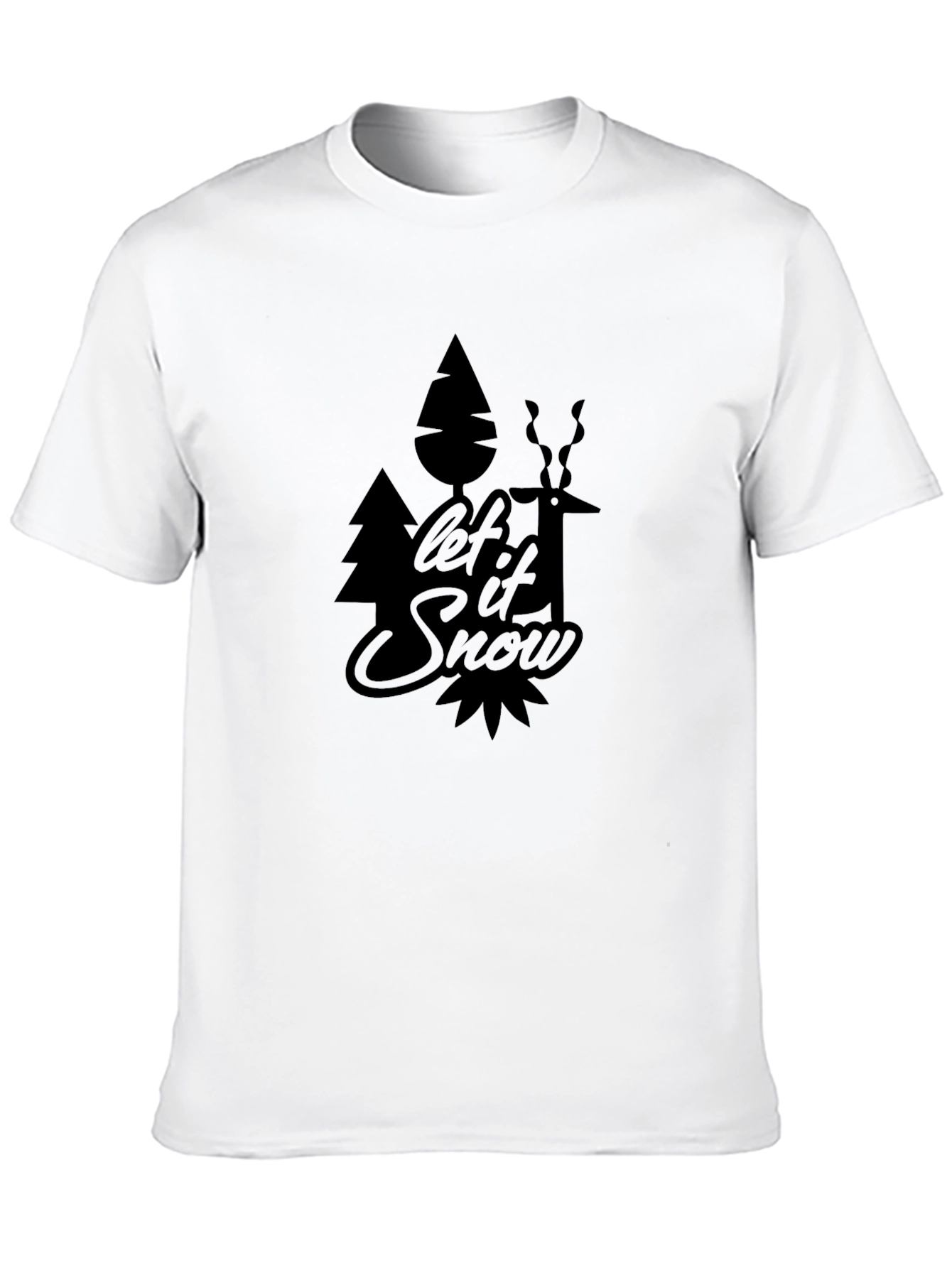 Let it Snow Graphic Print Black T-Shirt