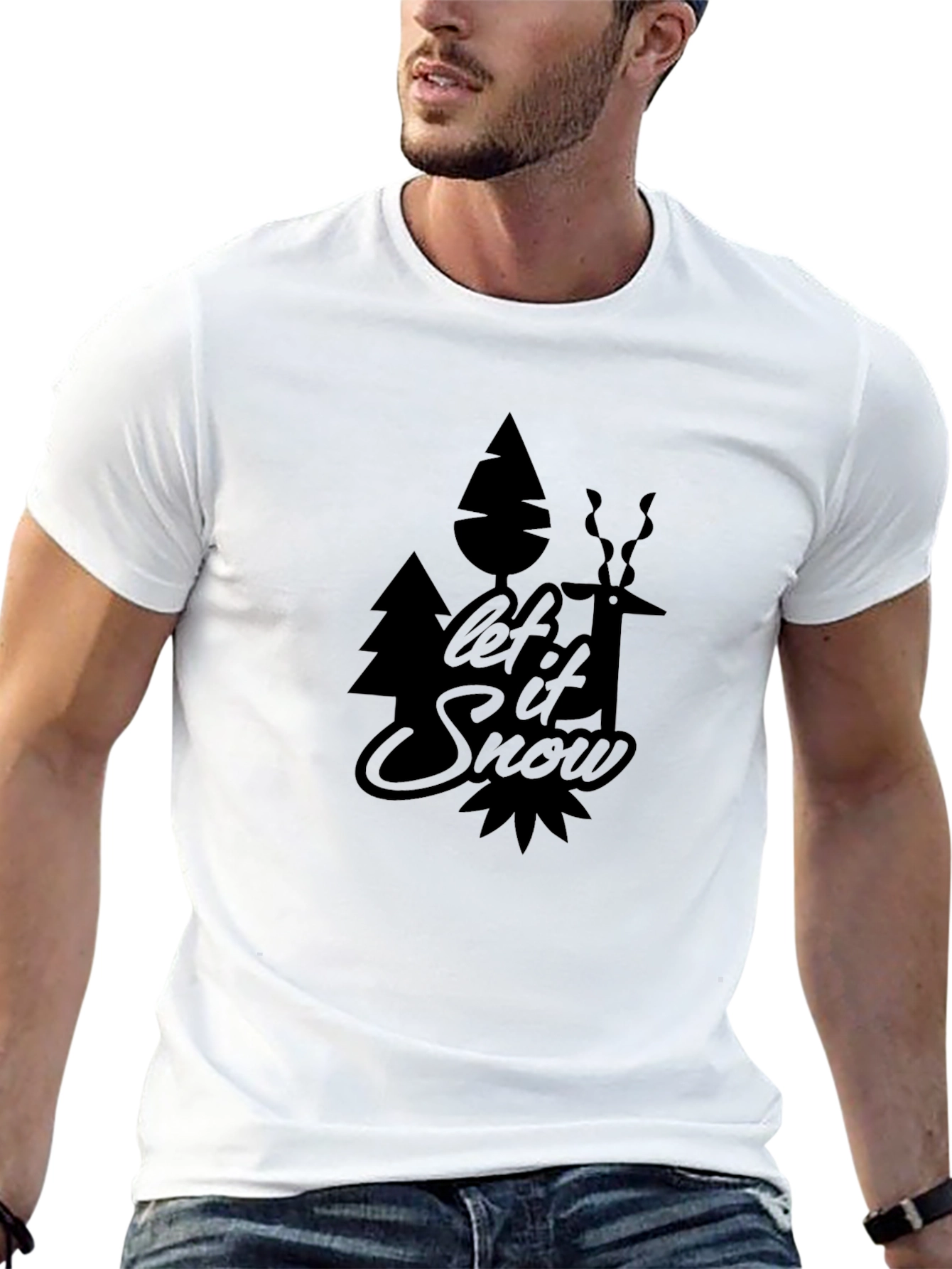 Let it Snow Graphic Print Black T-Shirt