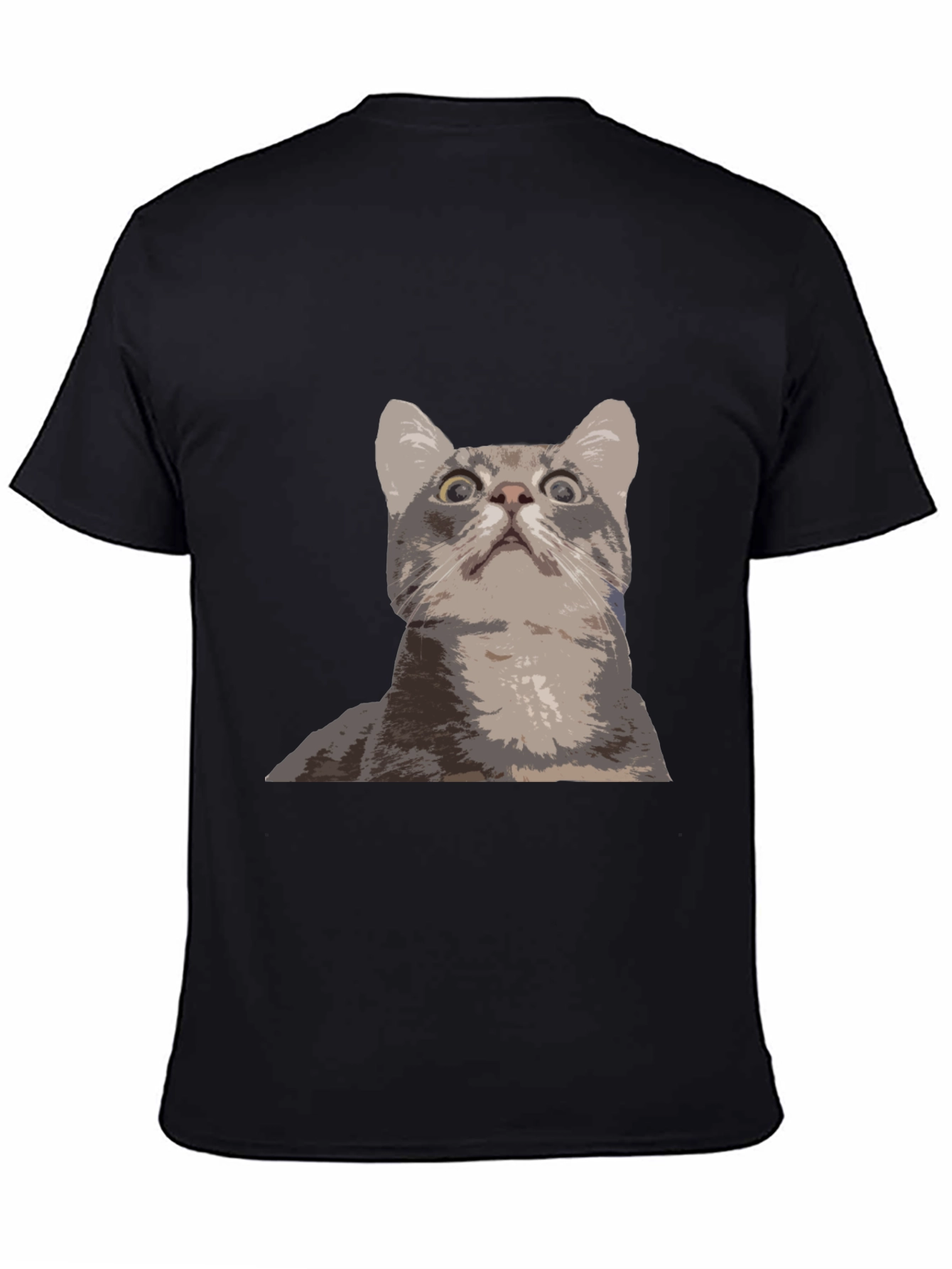 Funny Cat Graphic Tee - Black Cotton T-Shirt