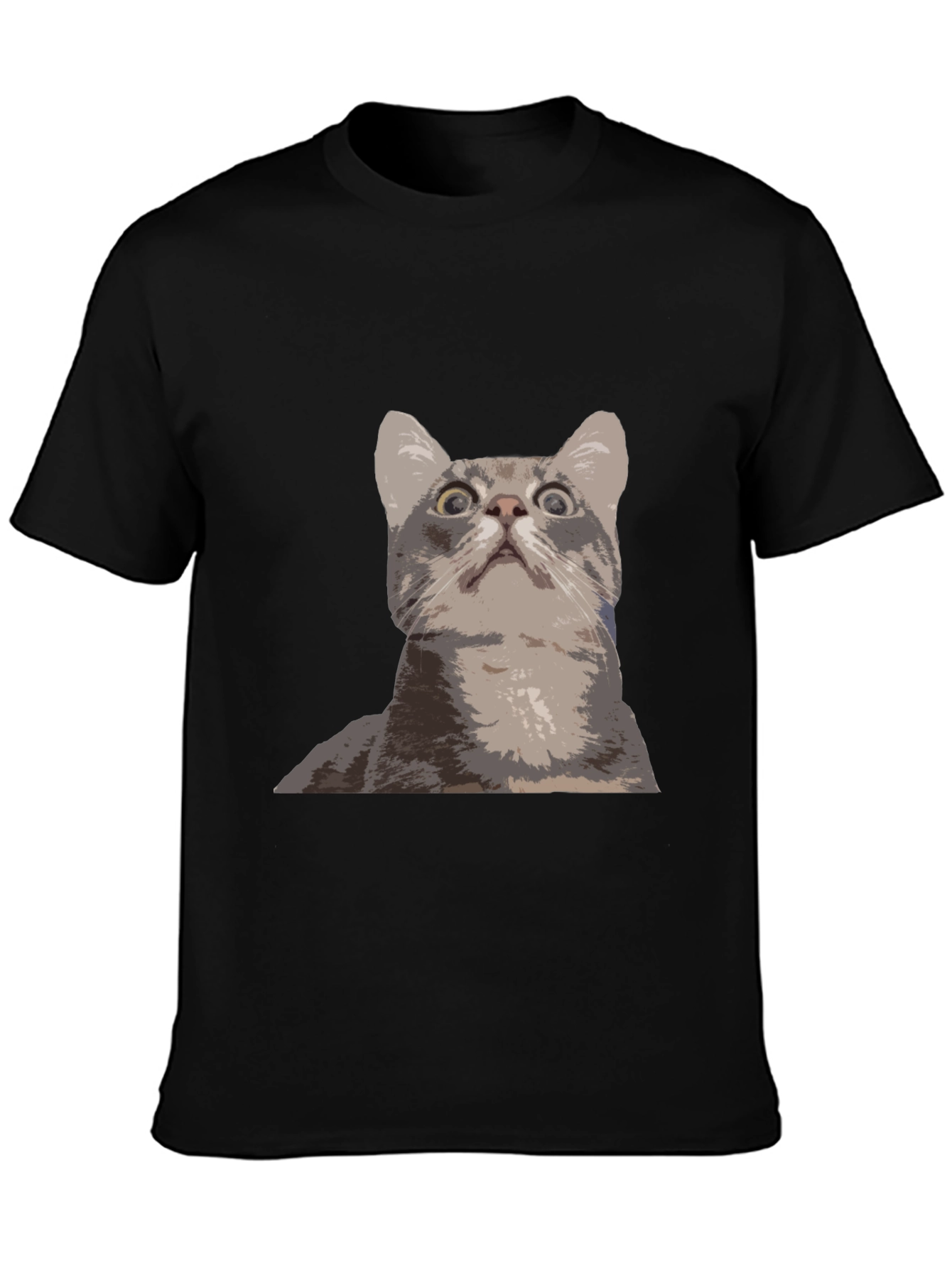 Funny Cat Graphic Tee - Black Cotton T-Shirt