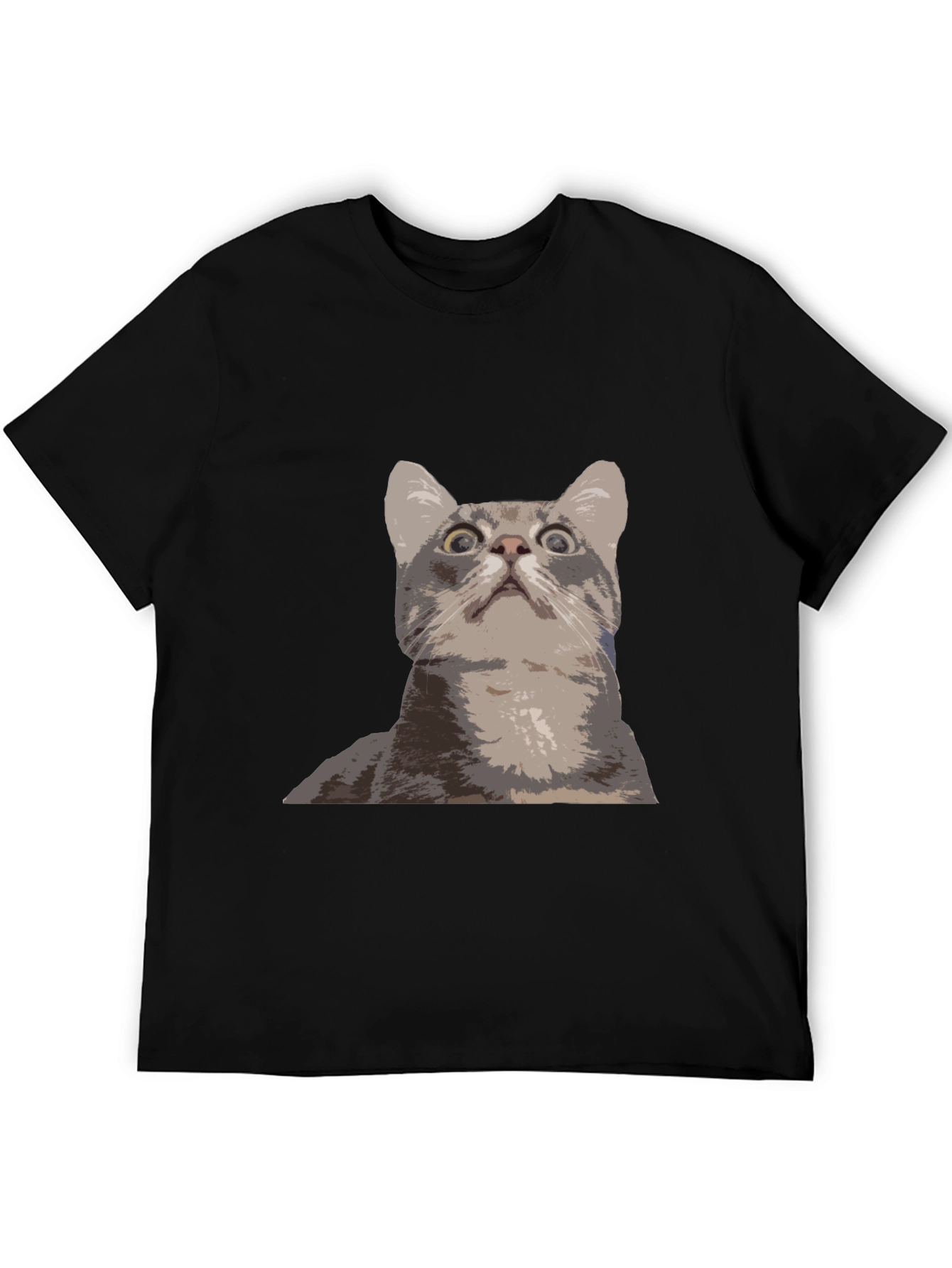 Funny Cat Graphic Tee - Black Cotton T-Shirt