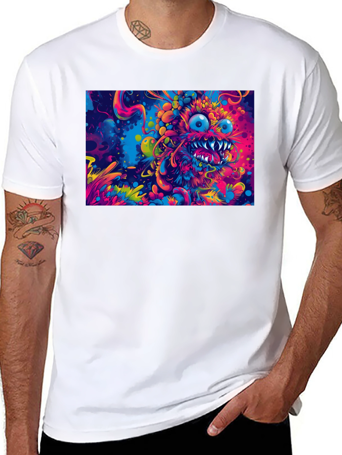 Psychedelic Monster Graphic Print T-Shirt