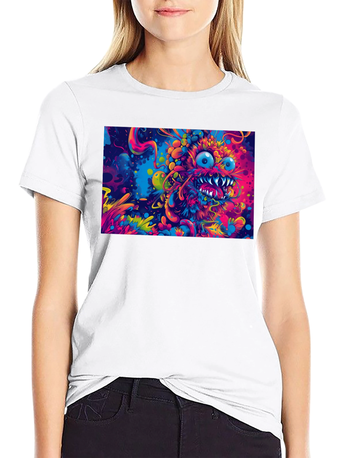 Psychedelic Monster Graphic Print T-Shirt
