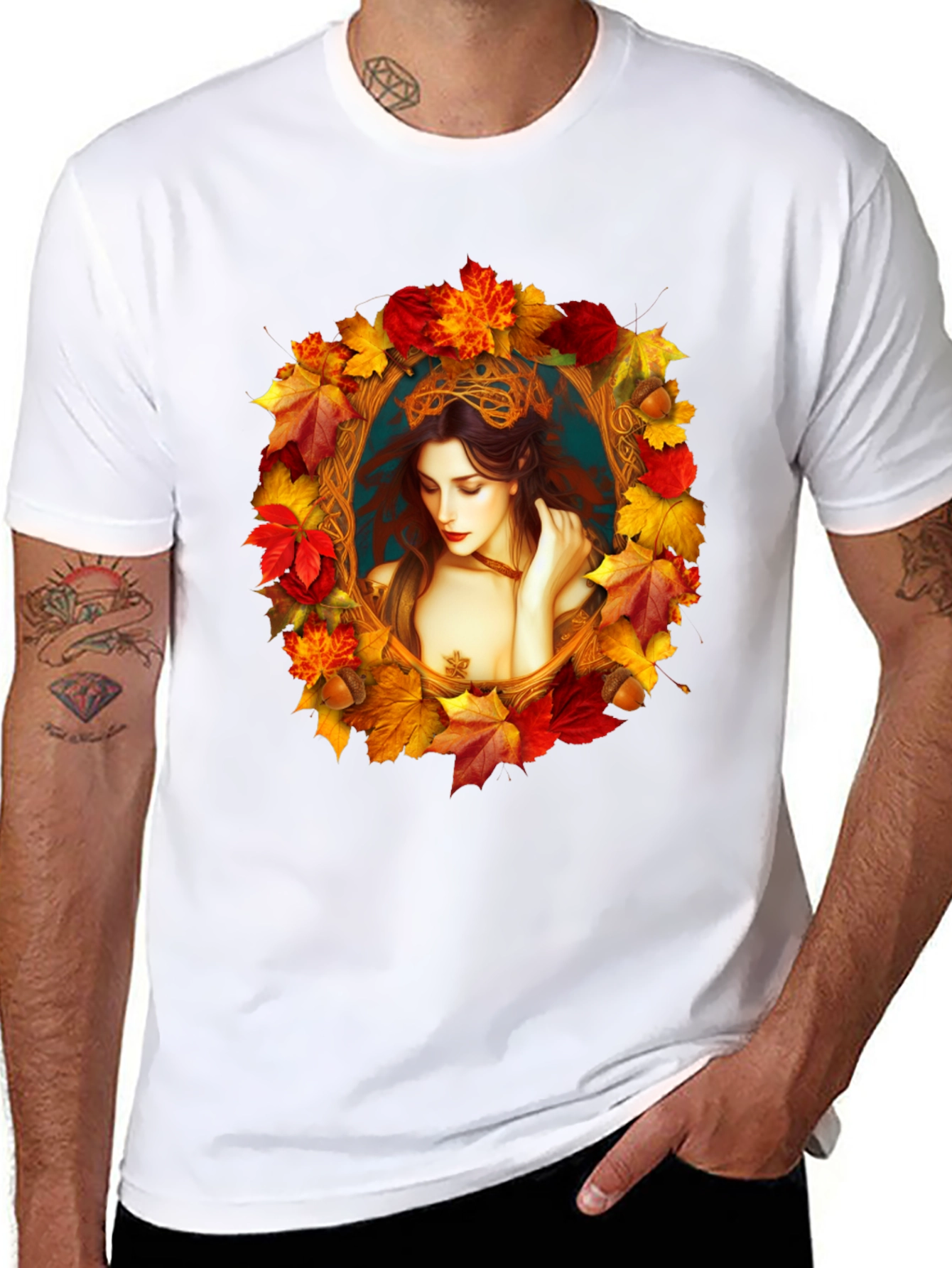 Autumn Goddess Graphic Tee - Unique Fall Fashion