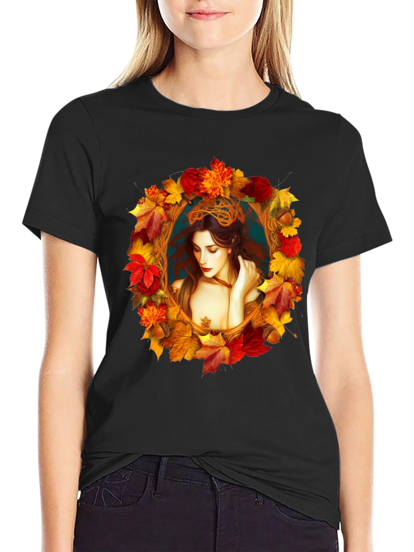 Autumn Goddess Graphic Tee - Unique Fall Fashion