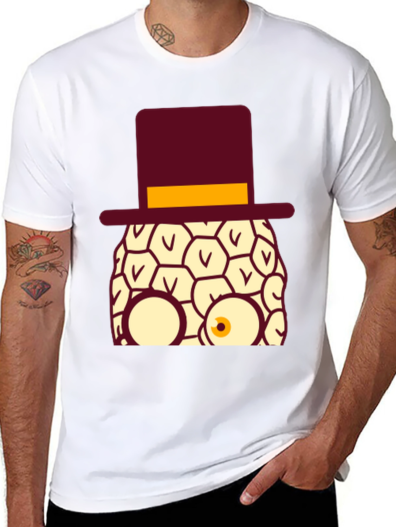Funny Pineapple Top Hat Graphic Tee