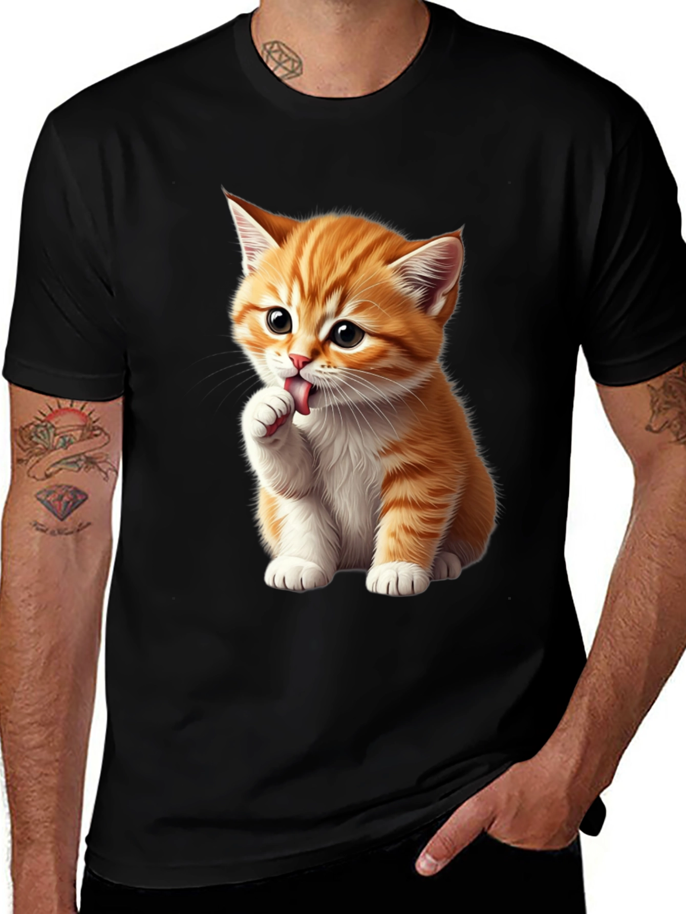 Cute Kitten Graphic Tee - Black Softstyle Shirt