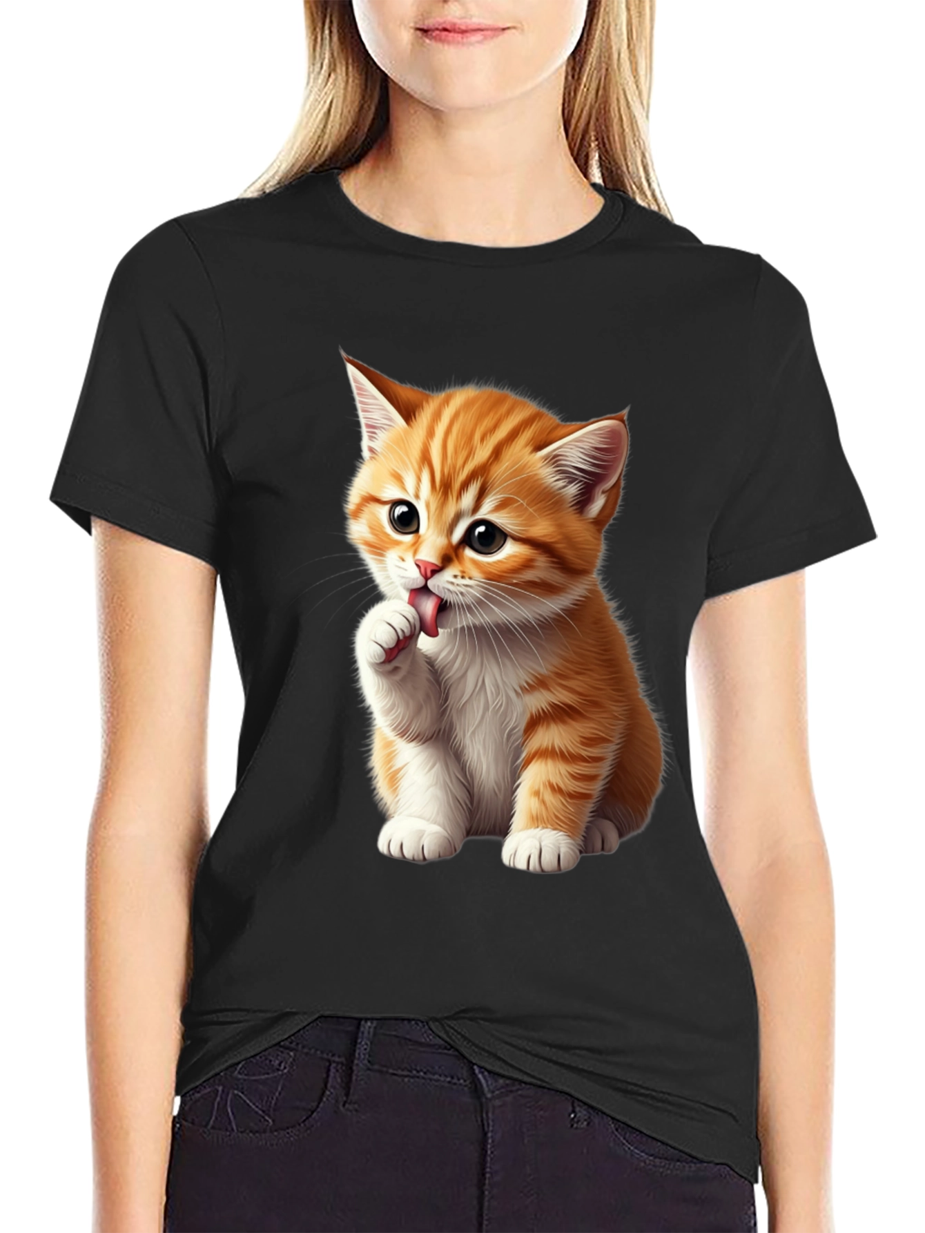 Cute Kitten Graphic Tee - Black Softstyle Shirt