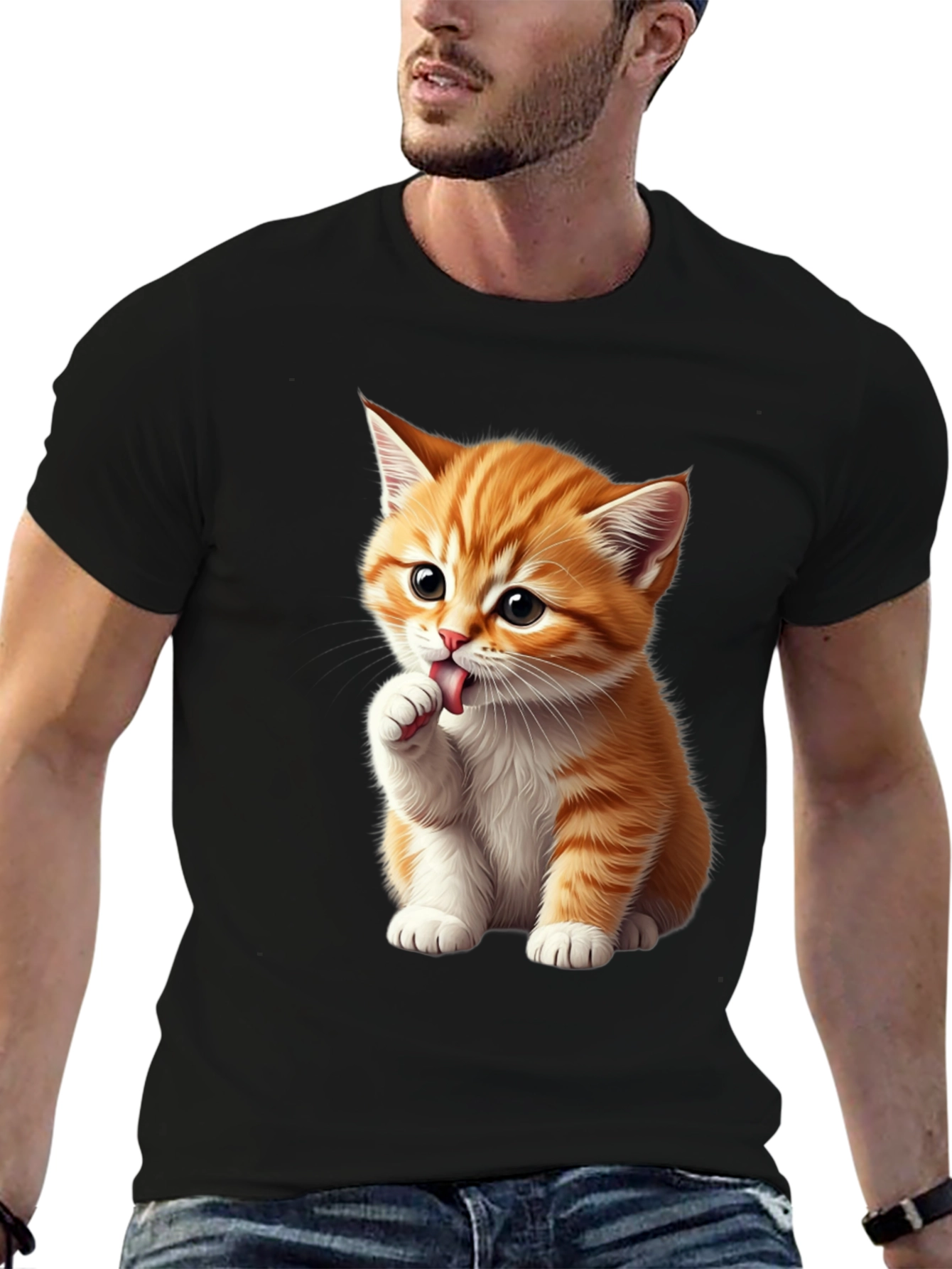 Cute Kitten Graphic Tee - Black Softstyle Shirt