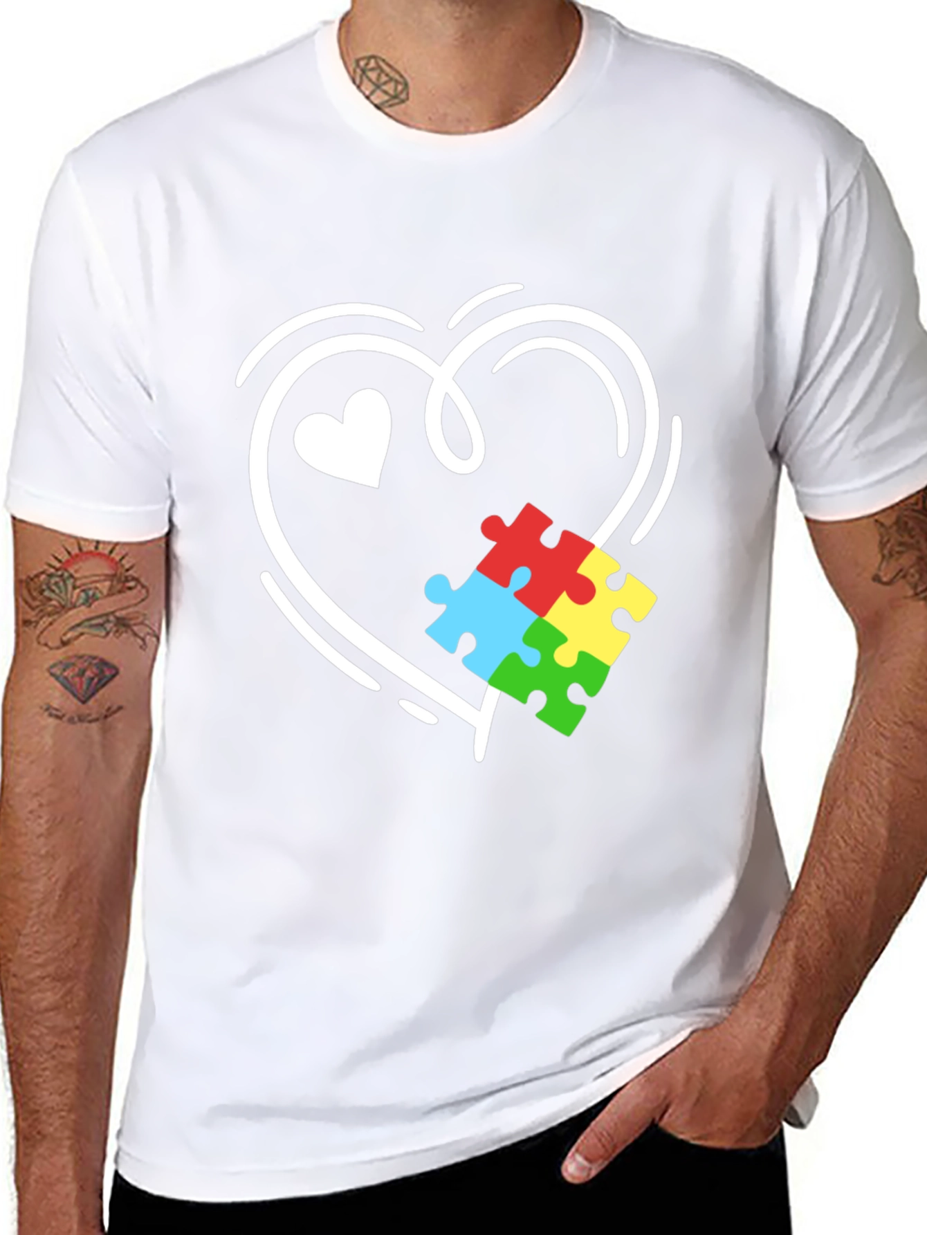 Autism Awareness Heart Puzzle T-Shirt